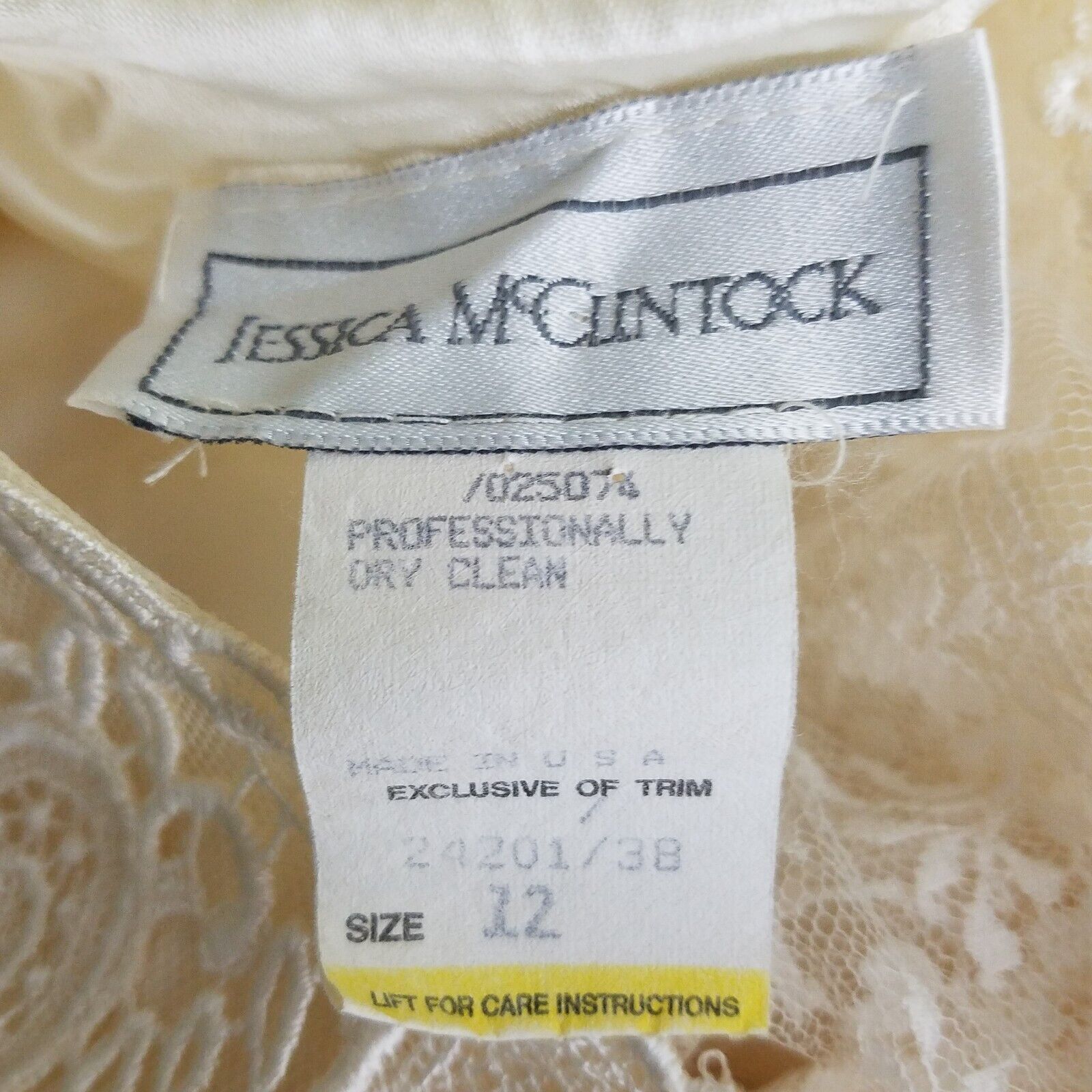 Jessica McClintock Vtg 80s JESSICA MCCLINTOCK BRIDAL Gunne Sax Dress Lace 12 Size XL / US 12-14 / IT 48-50 - 11 Thumbnail