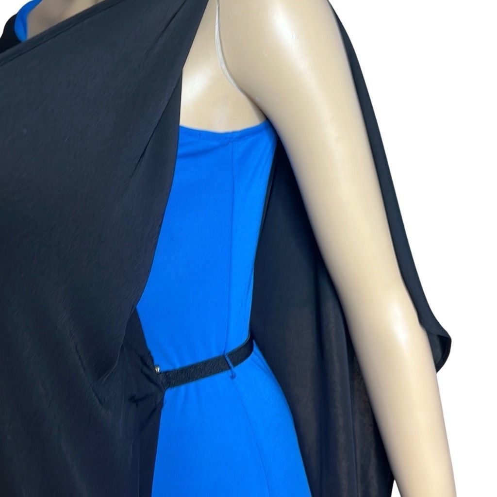 Bcbgmaxazria BCBG Max Azria Asymmetrical Drape Black Blue Dress (022) Size XS / US 0-2 / IT 36-38 - 7 Thumbnail
