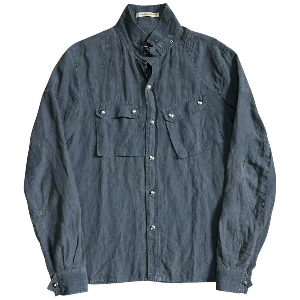 Balenciaga Balenciaga Belt Collar Linen Work Shirt - SS05 Size US M / EU 48-50 / 2 - 1 Thumbnail