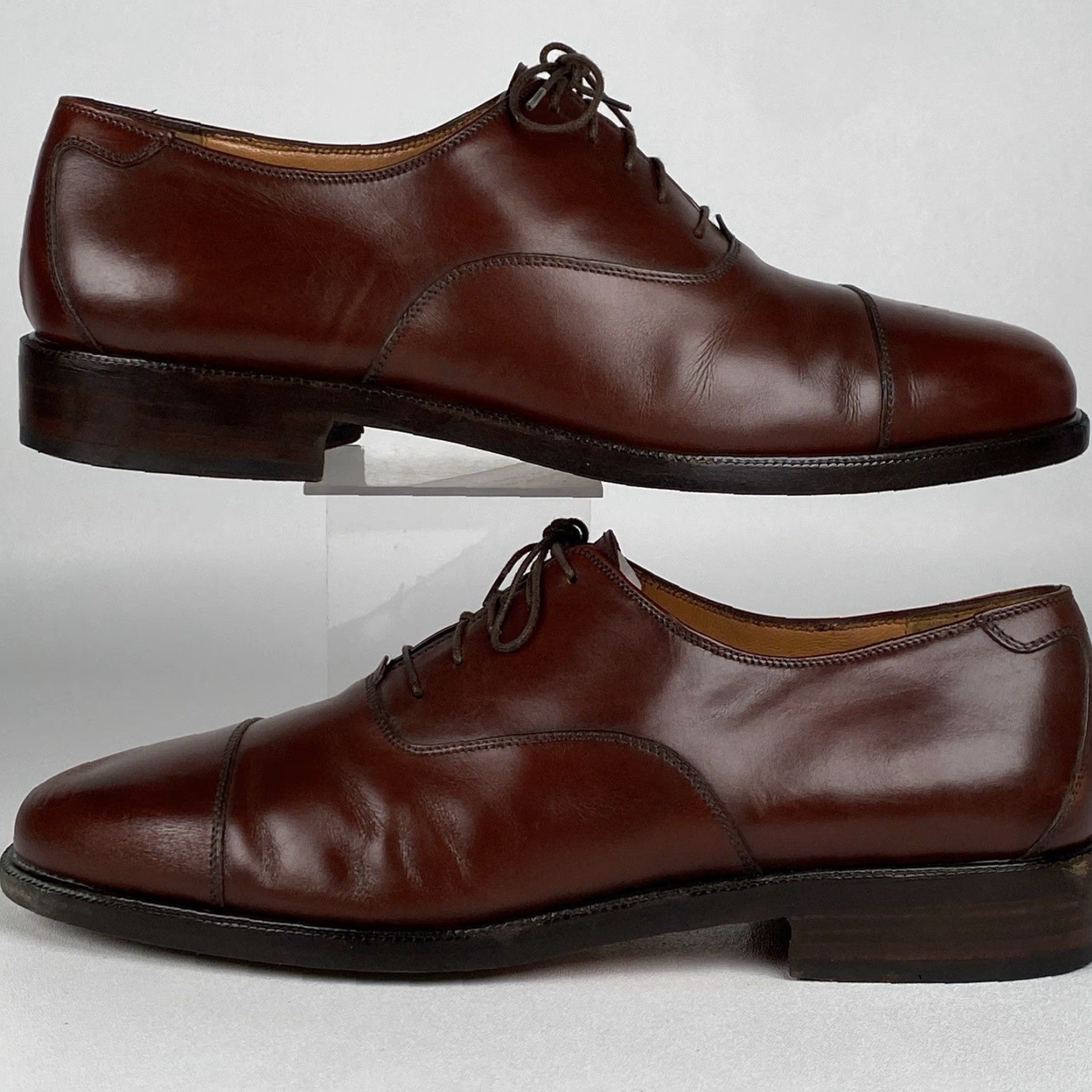 Salvatore Ferragamo Salvatore Ferragamo Lace-Up Brown Leather Cap Toe Oxfords Men's Shoe 8.5 EE Dress Cap Toe Leather Upper/Leather Lining Size ONE SIZE - 5 Thumbnail