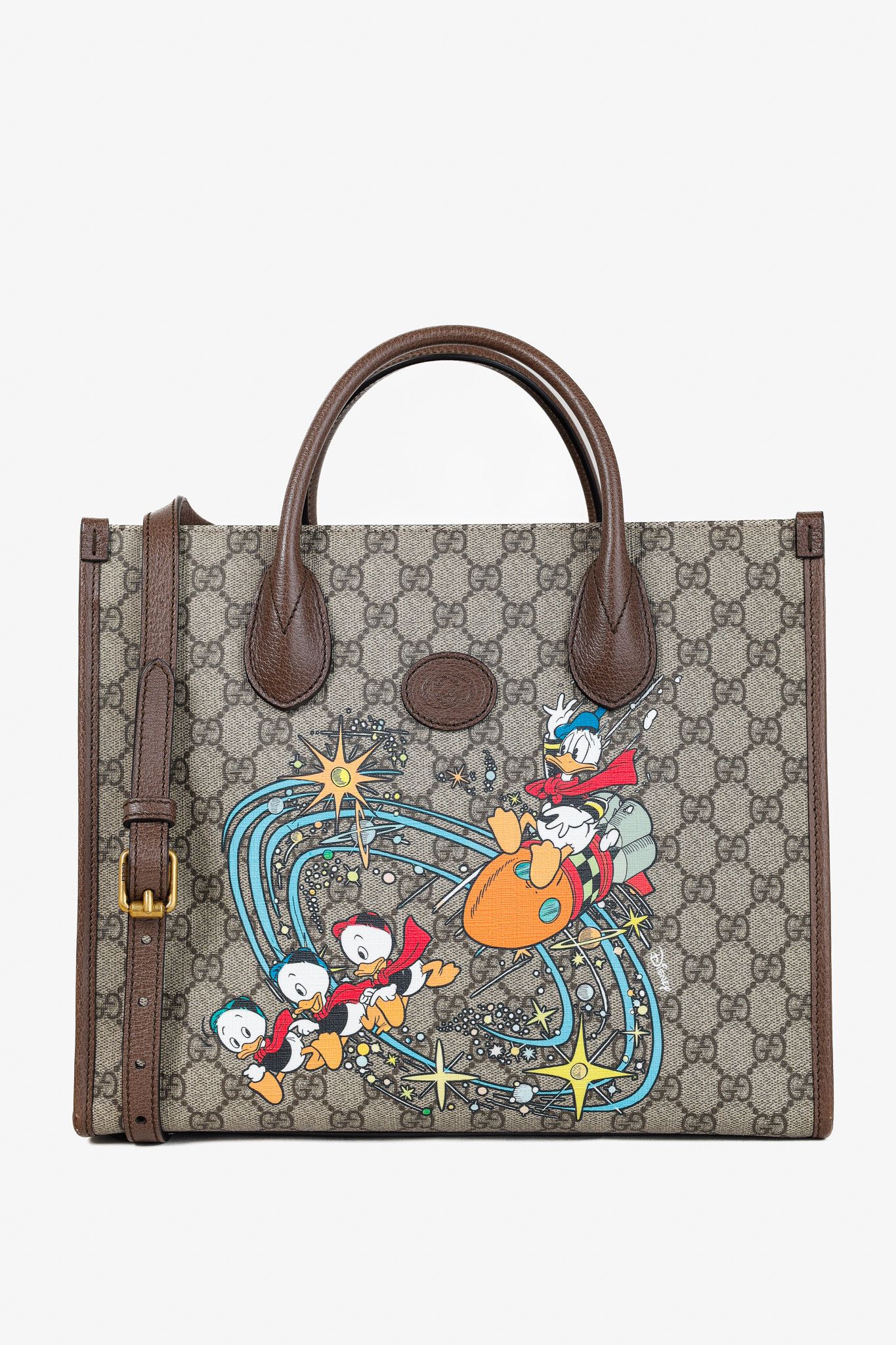 Disney GG Supreme Canvas Donald Duck Tote Bag in Beige, Men's