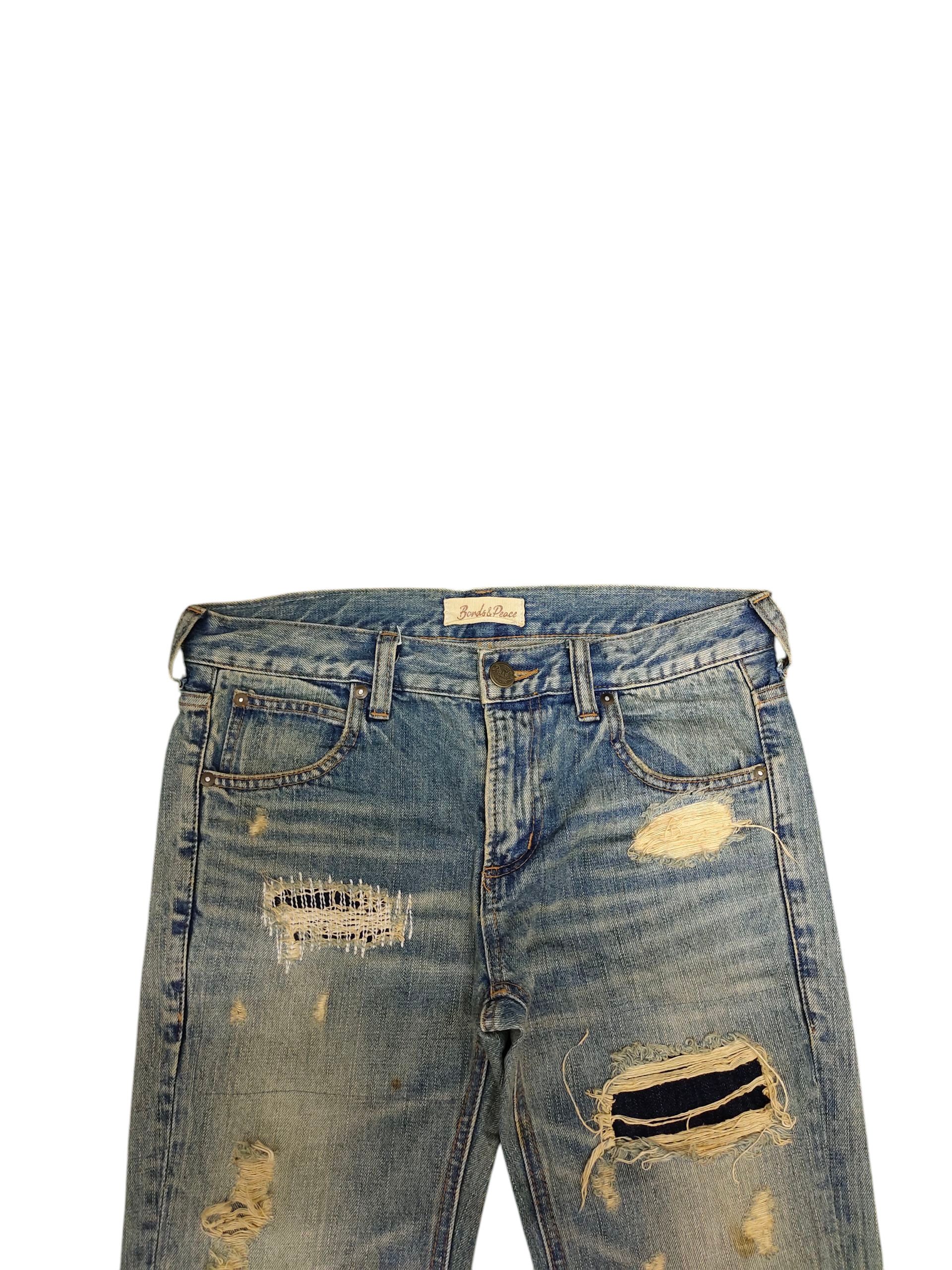 If Six Was Nine Flare Jeans Bonds & Peace Patchwork Distress Denim Bootcut Size US 31 - 3 Thumbnail