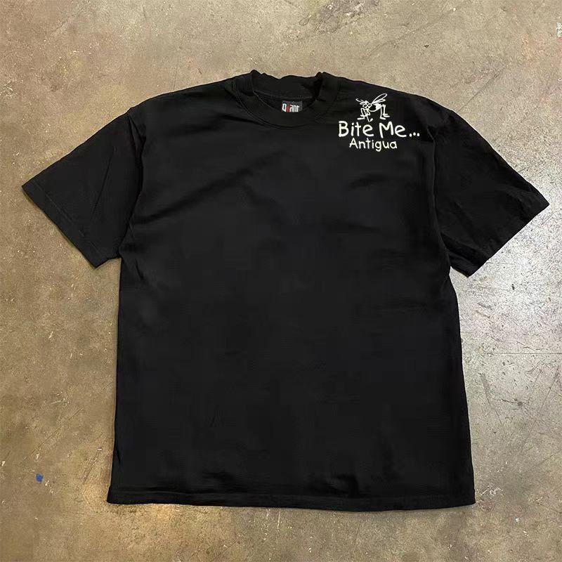 Vintage Black Loose Letter Print Short Sleeve T Shirt Size US XL / EU 56 / 4 - 2 Thumbnail