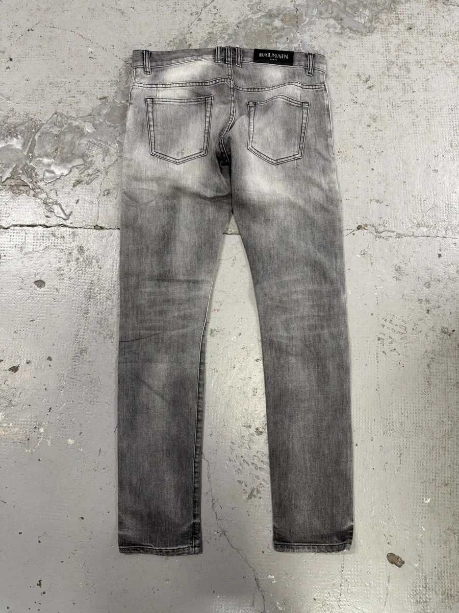Balmain 2010s Balmain Grey Faded Destroyed Denim Slim Jeans Size US 30 / EU 46 - 5 Thumbnail