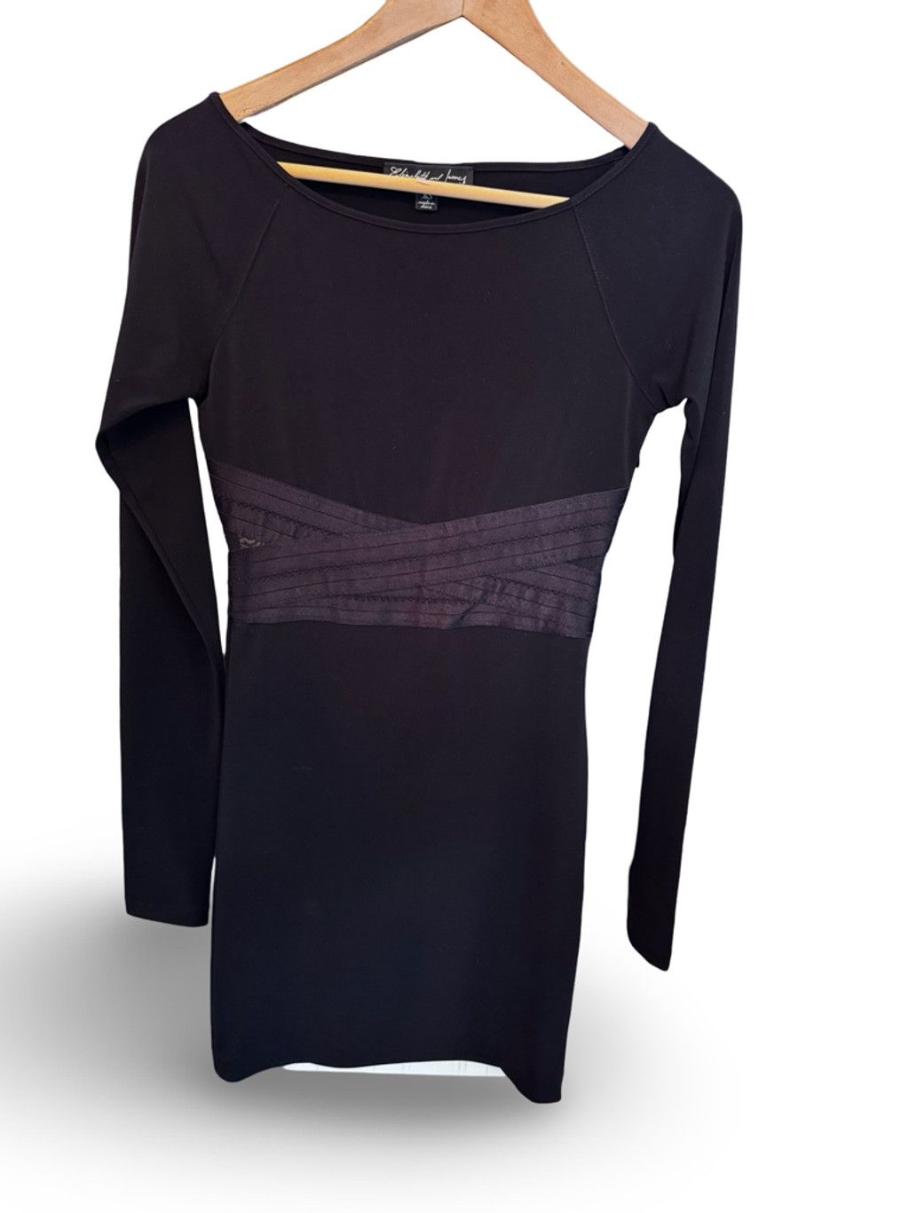 Bebe Elizabeth and James Black Long-Sleeve Mesh Panel Dress - XS Size XS / US 0-2 / IT 36-38 - 4 Thumbnail