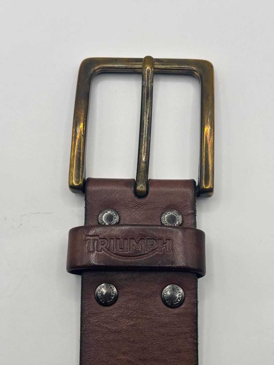 Vintage Triumph Genuine Leather Triple Grommet Biker Belt Size ONE SIZE - 4 Thumbnail