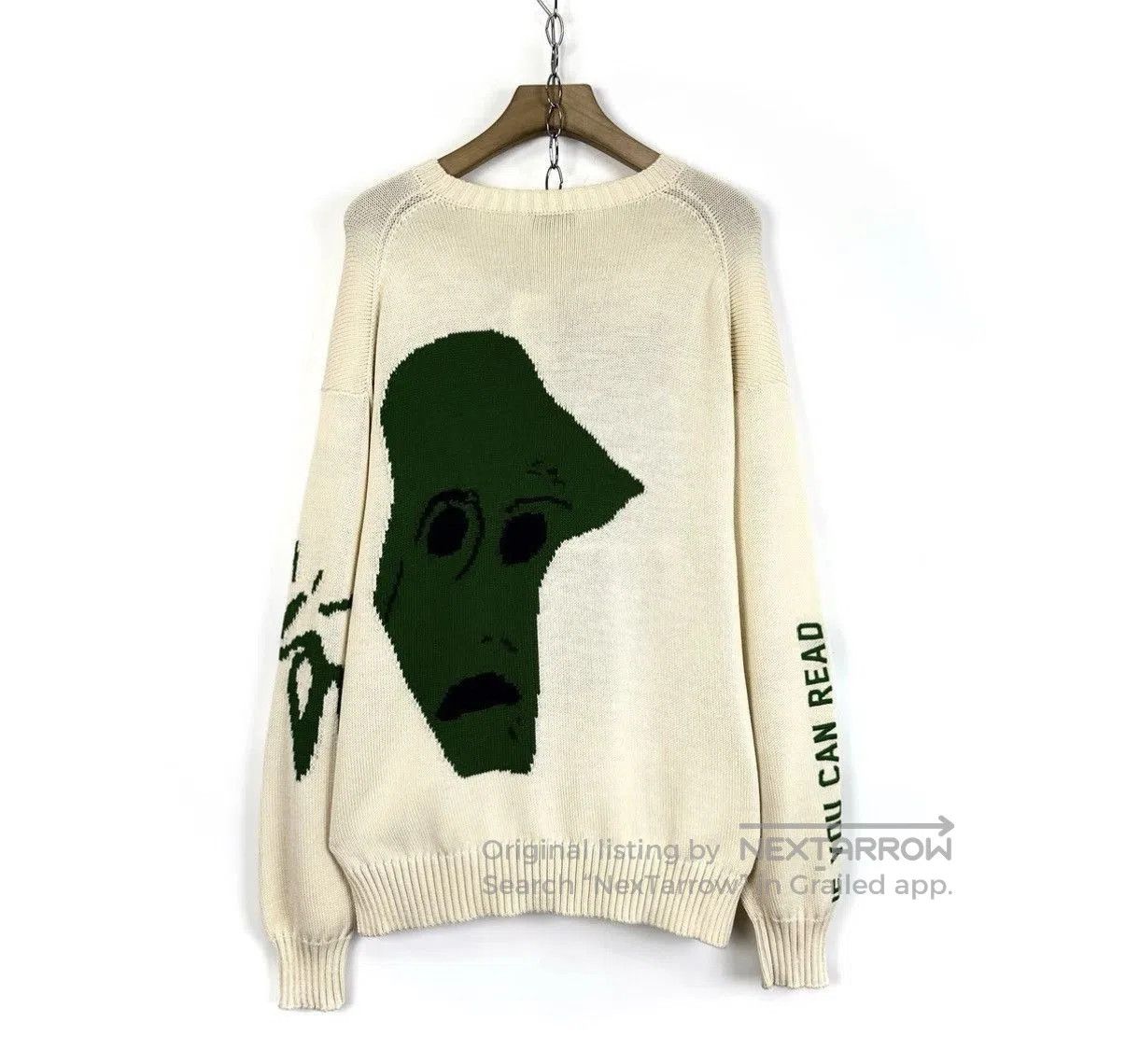 Dior White Knit Sweater with Green Bull Graphic and Text. Size US M / EU 48-50 / 2 - 2 Thumbnail