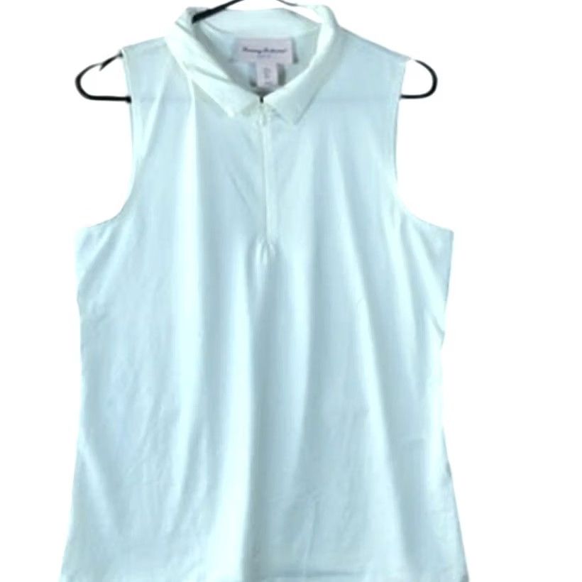 Tommy Bahama Tommy Bahama Golf Womens Shirt White 1/4 Zip Sleeveless Athletic Stretch Large Size L / US 10 / IT 46 - 2 Thumbnail