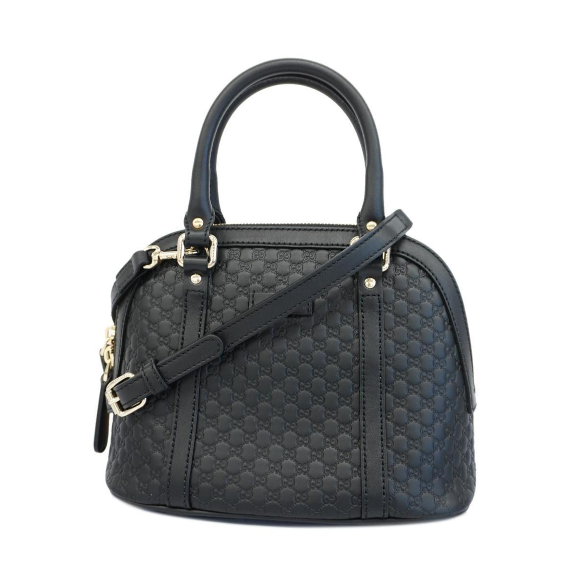 image of Gucci Handbag Micro Guccissima 449654 Leather Black Champagne Women's