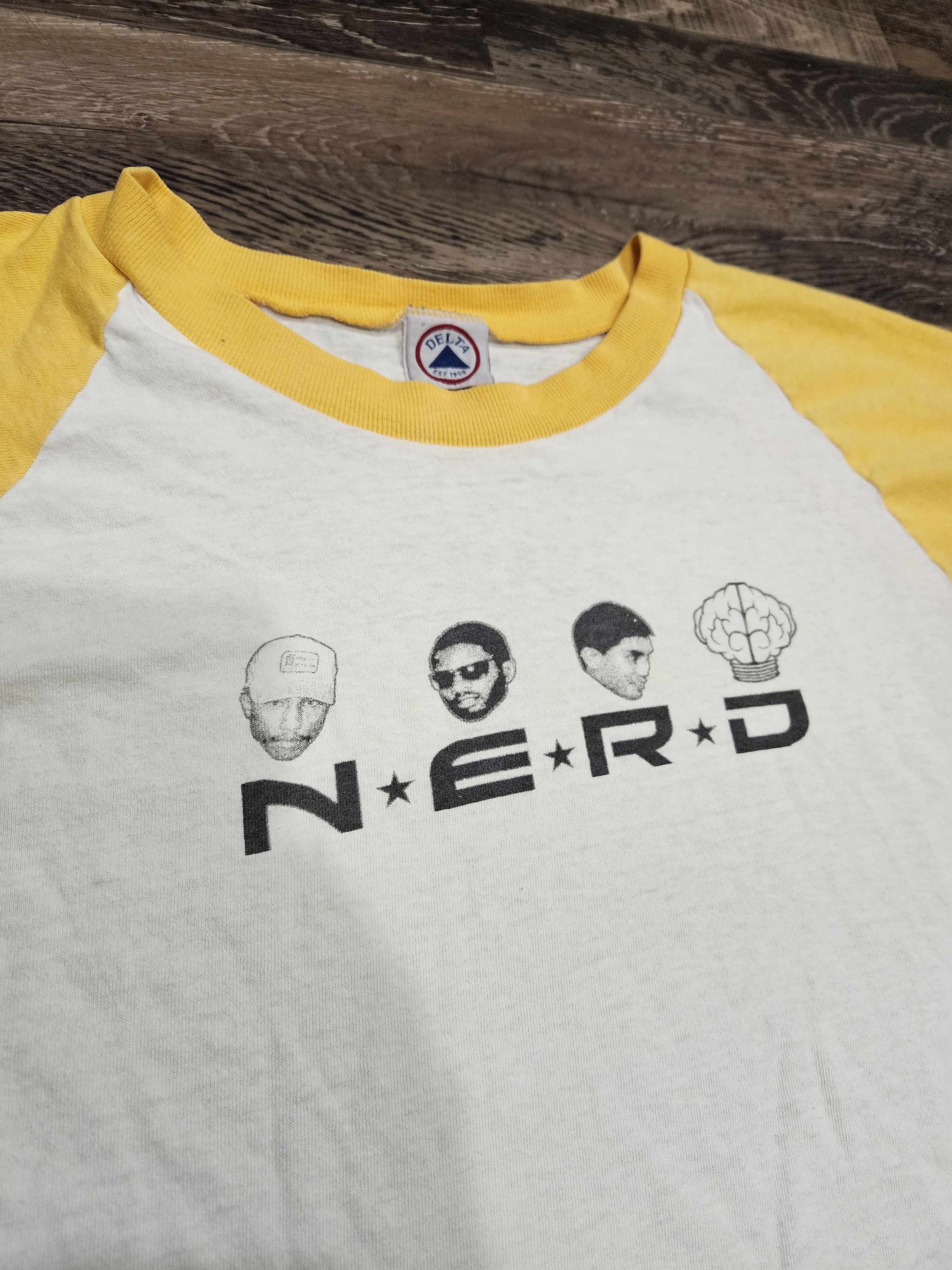 image of N.e.r.d. Pharrell Vintage In Search Of Album Shirt Size XL in Yellow, Men's