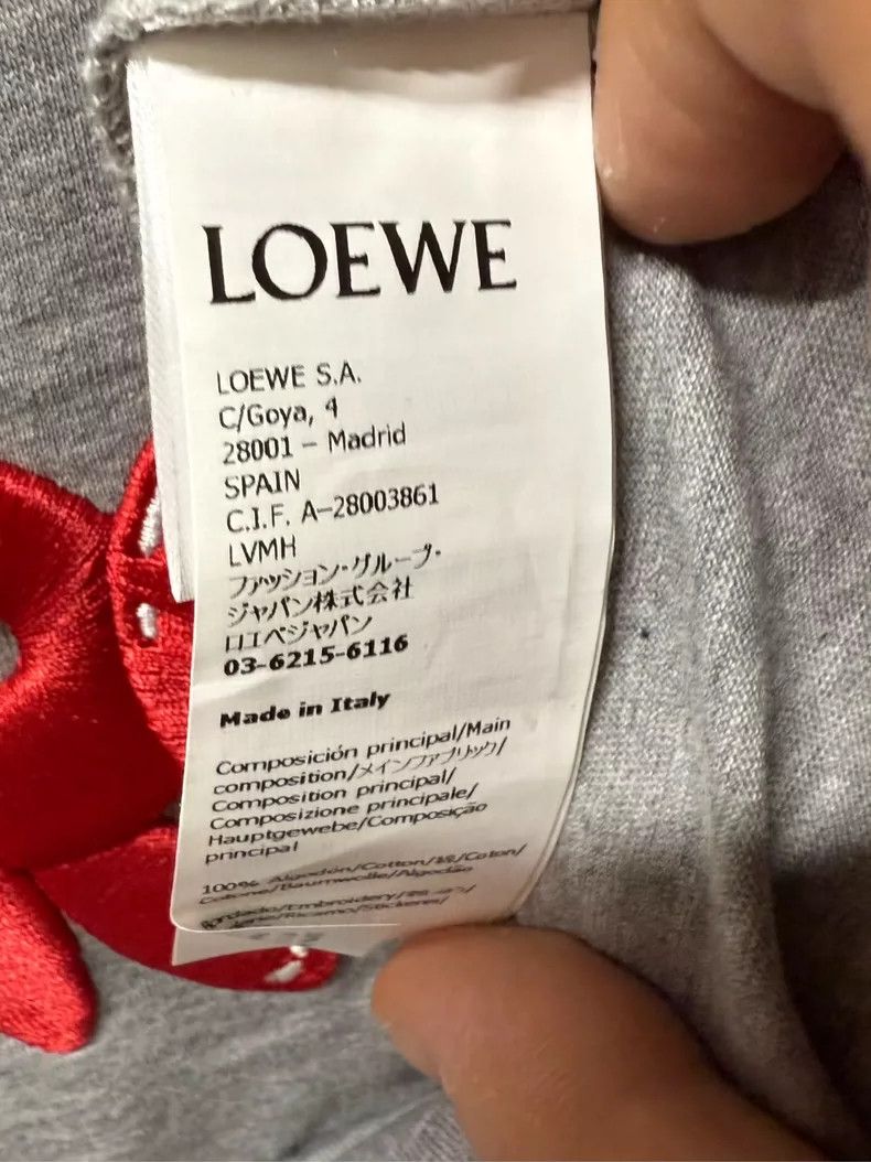 Loewe LOEWE Gray cotton embroidered round neck T-shirt Size US M / EU 48-50 / 2 - 3 Thumbnail