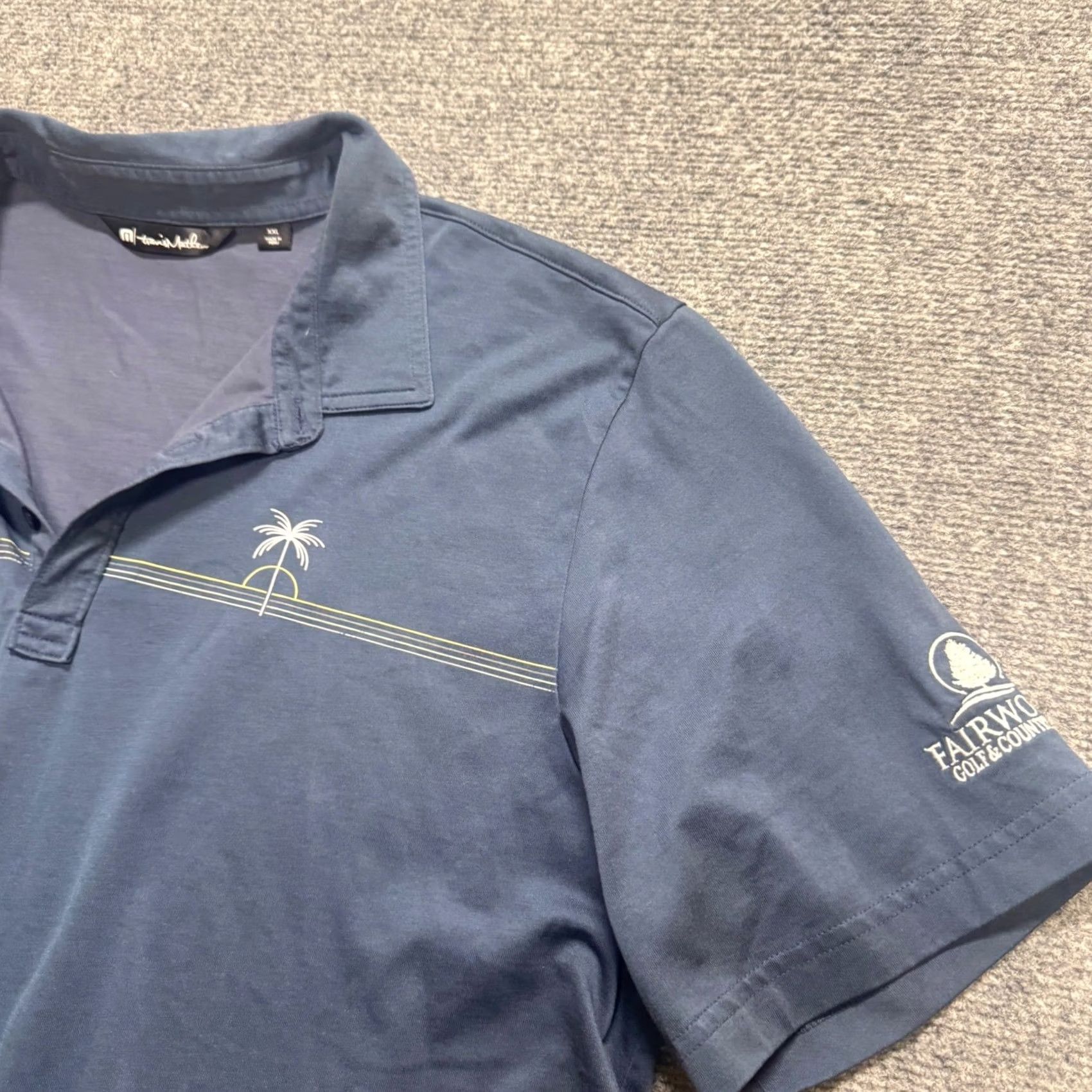 TravisMathew Travis Mathew Polo Shirt Mens XXL Blue Stripe Logo Golf Performance Adult Size US XXL / EU 58 / 5 - 2 Thumbnail