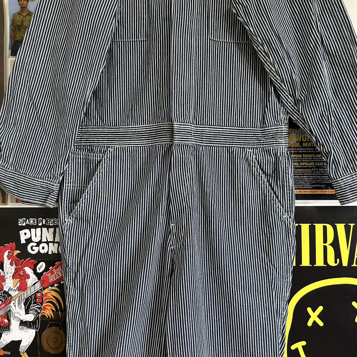 Vintage Vintage Oshkosh Hickory Stripe Distressed Workwear Jumpsuit Size US 34 / EU 50 - 3 Thumbnail
