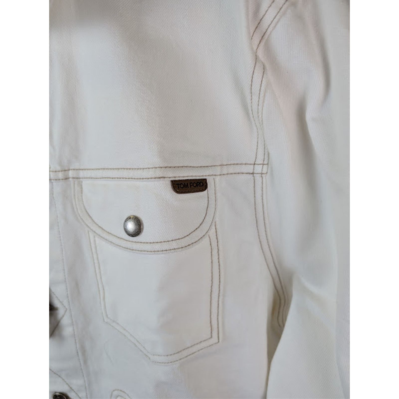 Tom Ford o1rshd1 Iconic Denim Jacket in Off-White Size US XXL / EU 58 / 5 - 9 Thumbnail