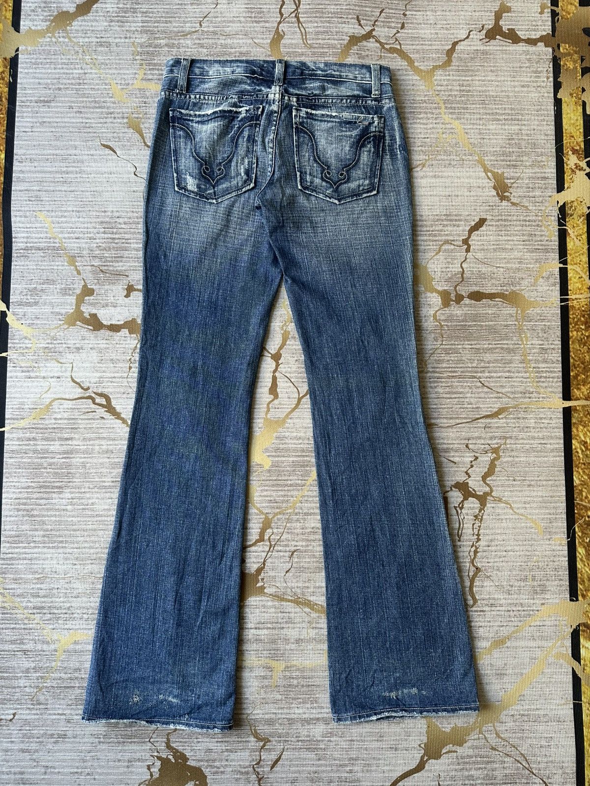 Japanese Brand FLARE Blue Cult Fatigue Jeans Size 28" / US 6 / IT 42 - 4 Thumbnail
