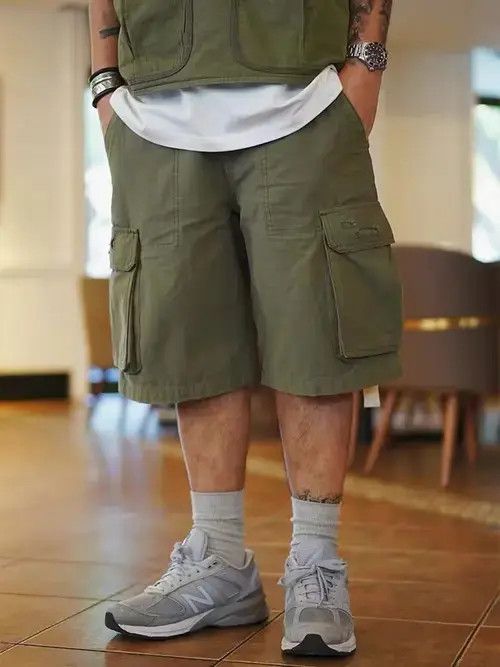 Japanese Brand 20SS Indigo Union Japan Olive Military Shorts Size US 32 / EU 48 - 4 Thumbnail