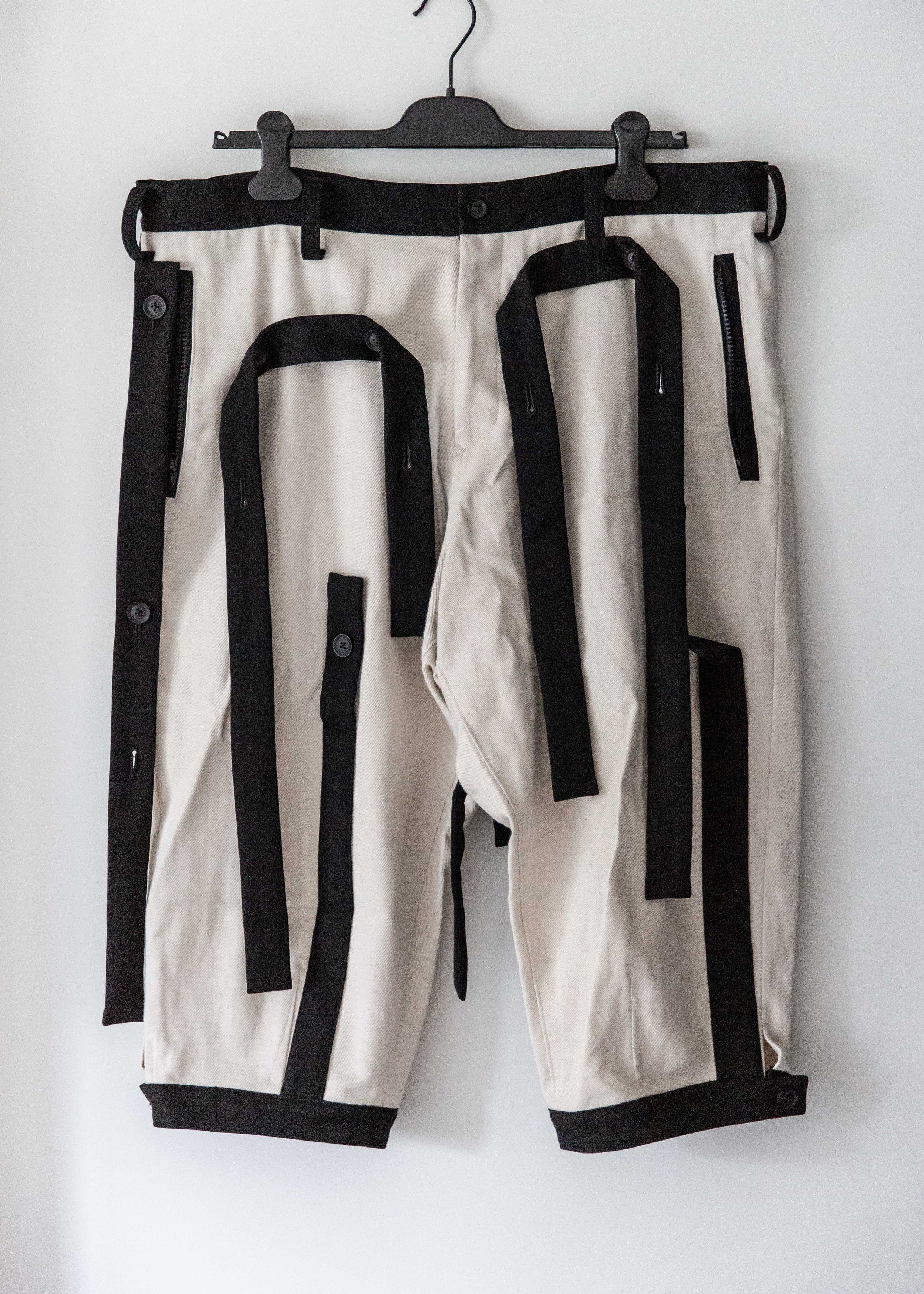 image of Yohji Yamamoto S/s20 Look 20 Detachable Strap Shorts in Ivory, Men's (Size 34)