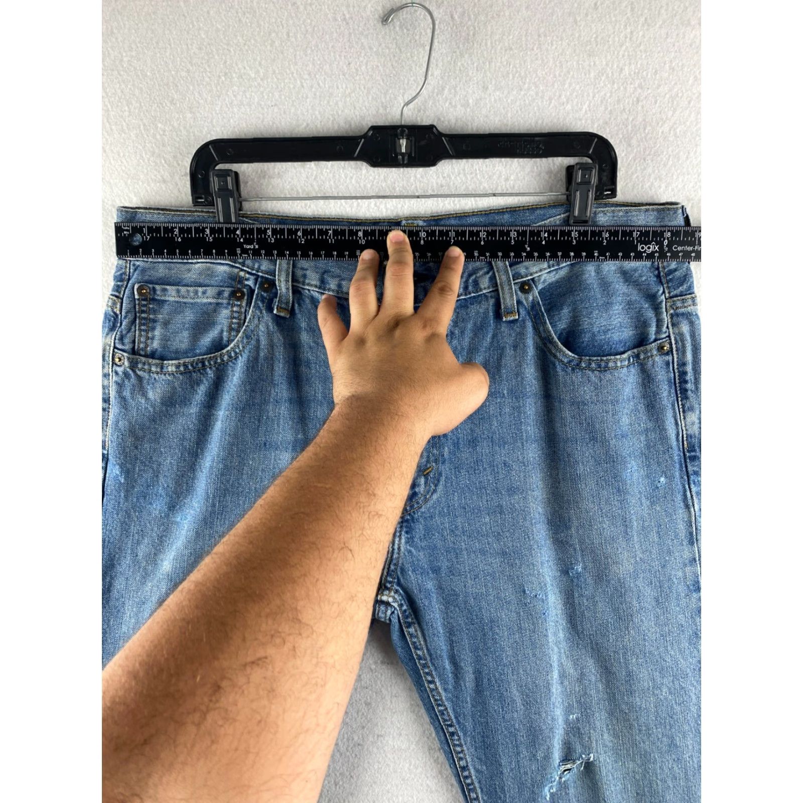 Levi's Levi's 569 Jeans Mens 36 x 30 Blue Distressed Straight Regular Baggy Mid Rise Denim 5-Pocket Modern Adults Mens Size US 36 / EU 52 - 7 Thumbnail