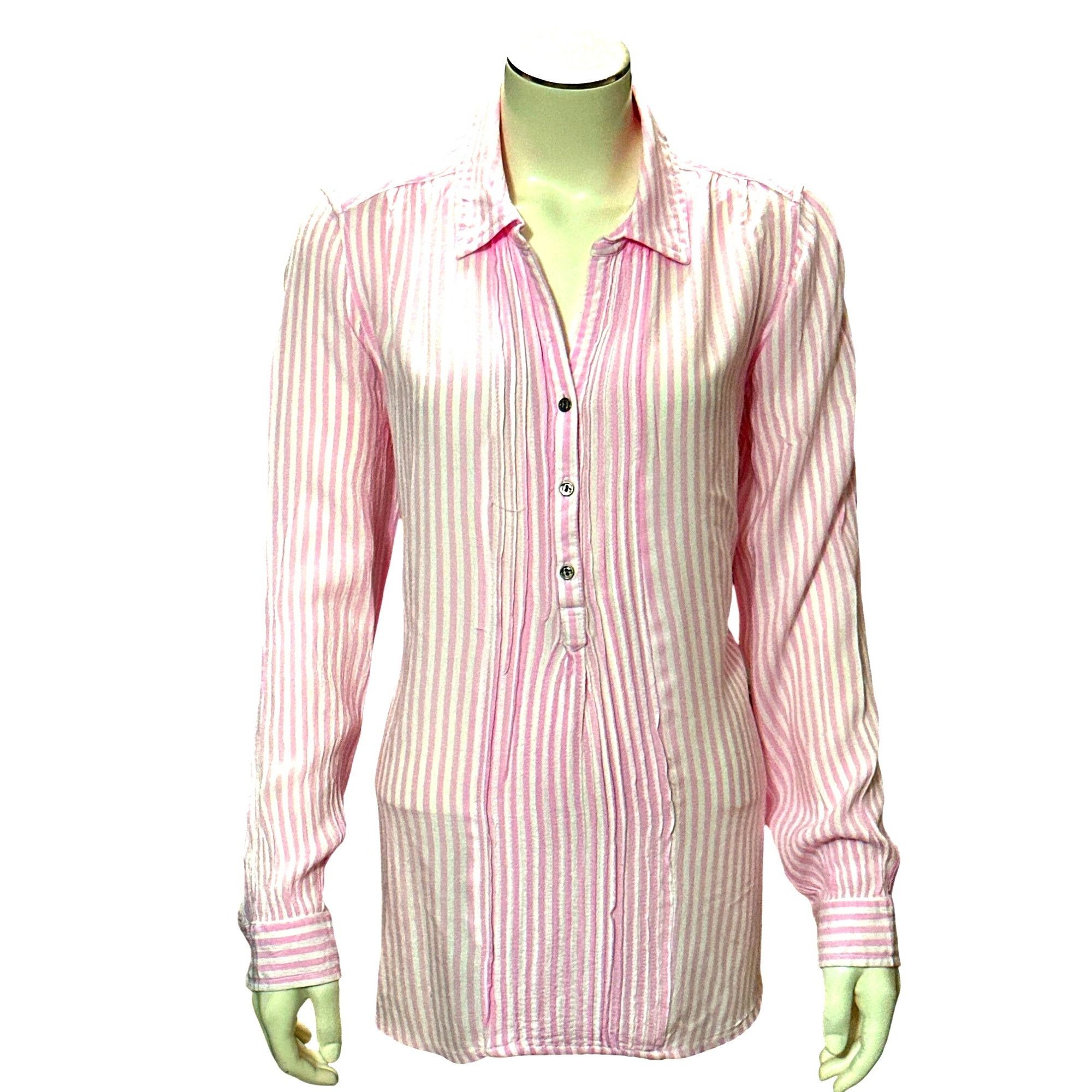 Other CCC Luxurious Cozy Fabrics Pink White Striped Long Sleeve Bu Size M / US 6-8 / IT 42-44 - 1 Thumbnail