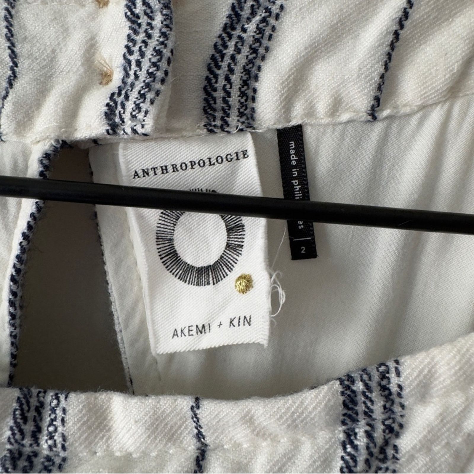 Anthropologie Anthropologie Akemi + Kin White Navy Striped Shift Dress EUC Size XS / US 0-2 / IT 36-38 - 11 Thumbnail