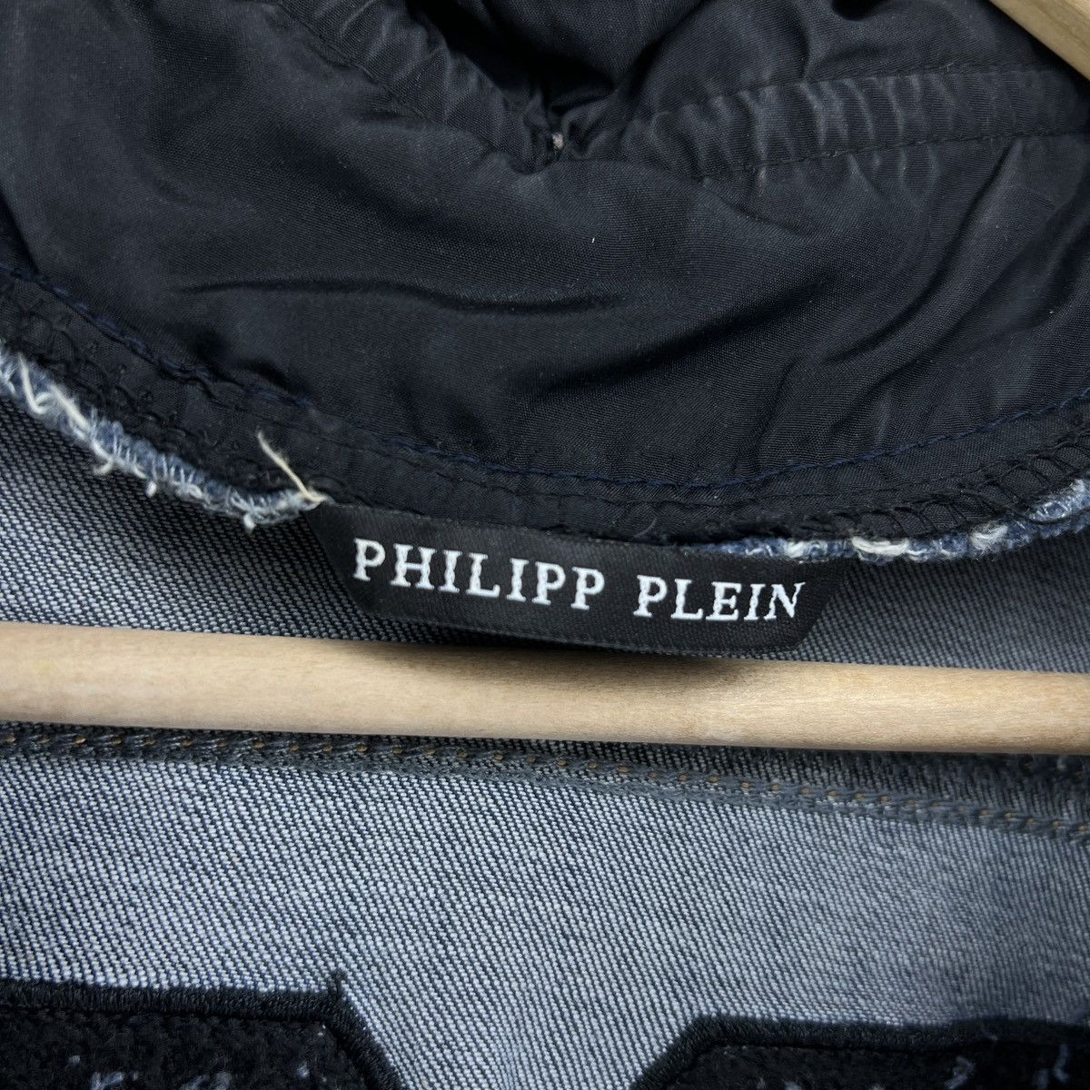 Designer × Philipp Plein Philipp Plein Denim Blue Black Quilted Zip Jacket Y2K RARE Size L / US 10 / IT 46 - 10 Thumbnail