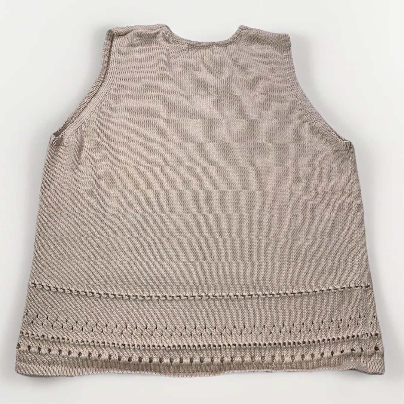 Vintage VINTAGE 90s Jeanne Pierre Vest Knit V-Neck Sleeveless Womens XL Beige 100% Cotton Shirt? Size XL / US 12-14 / IT 48-50 - 5 Thumbnail