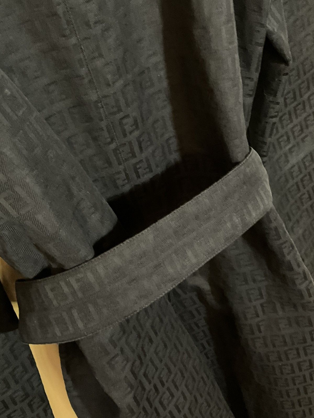 Fendi FENDI Trench Coat Zucca Black Belted FF Women's size 48 Size XL / US 12-14 / IT 48-50 - 9 Thumbnail