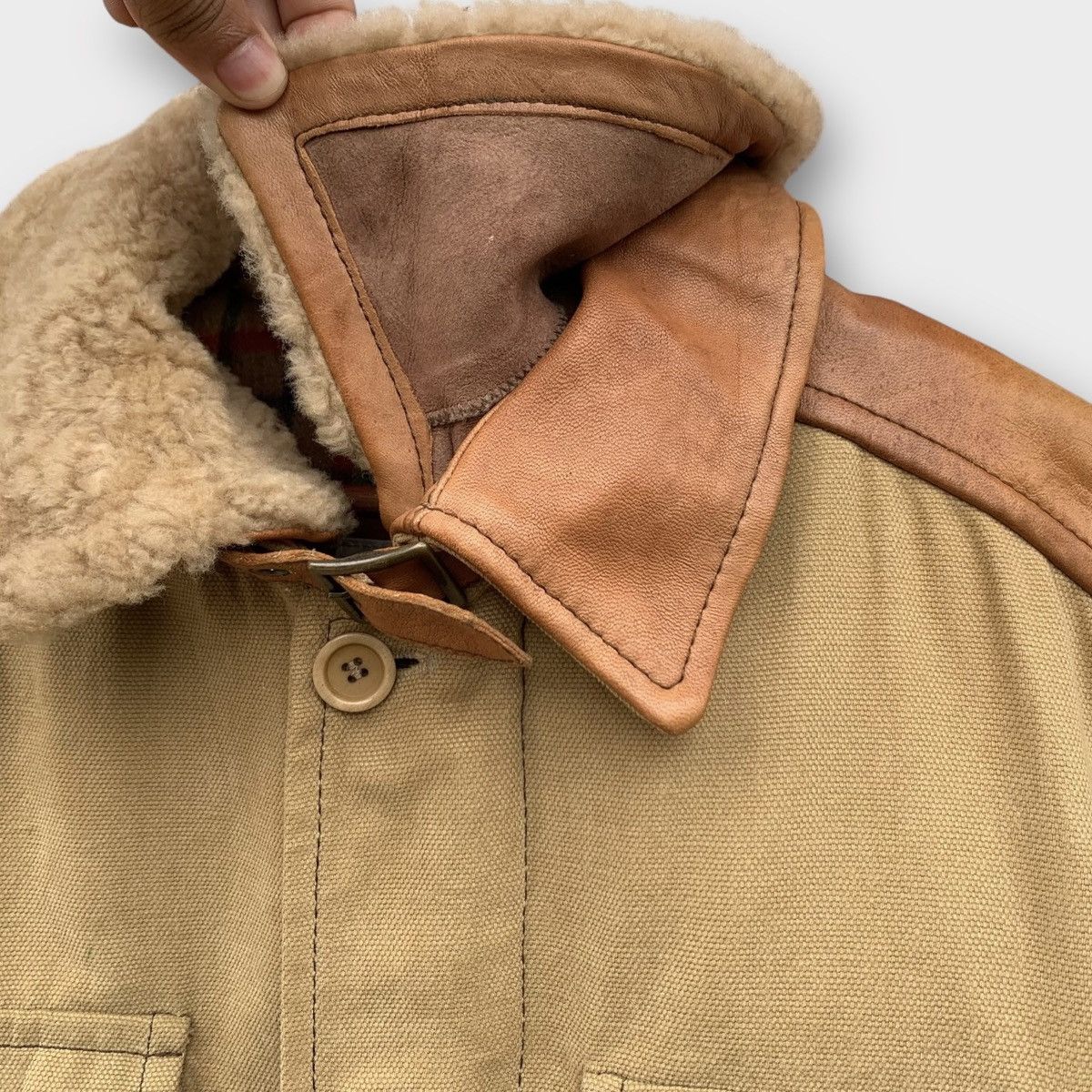 Gimo's VINTAGE GIMOS MENSWEAR CANVAS CHORE JACKET + PELLE LEATHER Size US M / EU 48-50 / 2 - 6 Thumbnail