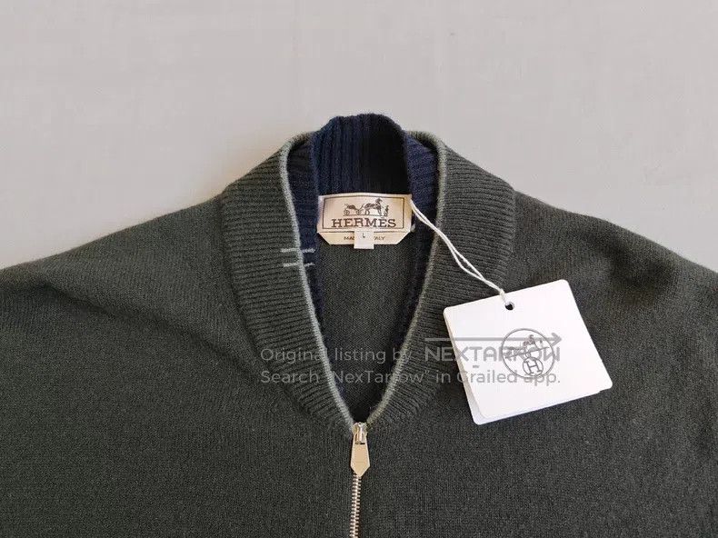 Hermes Hermes Cashmere zip-up jacket, olive green, 100% cashmere Size US L / EU 52-54 / 3 - 5 Thumbnail