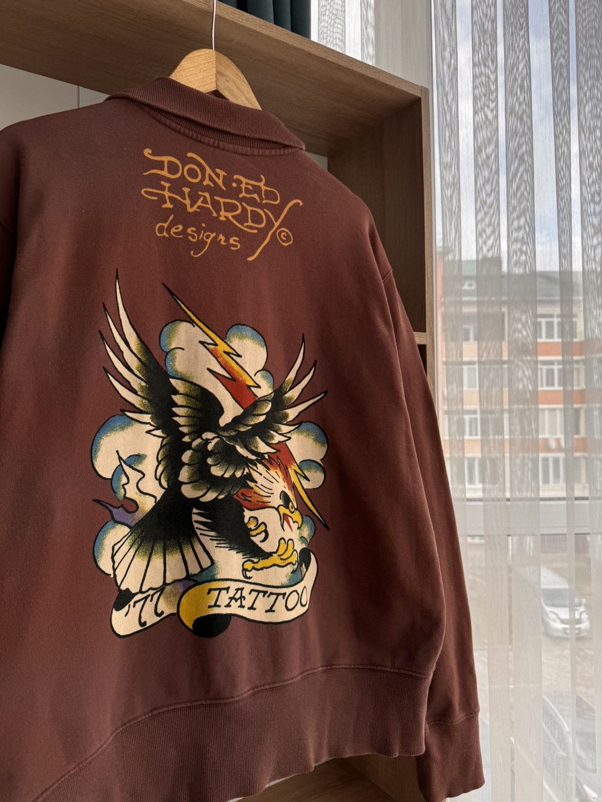 Christian Audigier × Japanese Brand × Vintage Vintage Ed Hardy by Christian Audigier Brown Tattoo Hoodie Size US XL / EU 56 / 4 - 7 Thumbnail