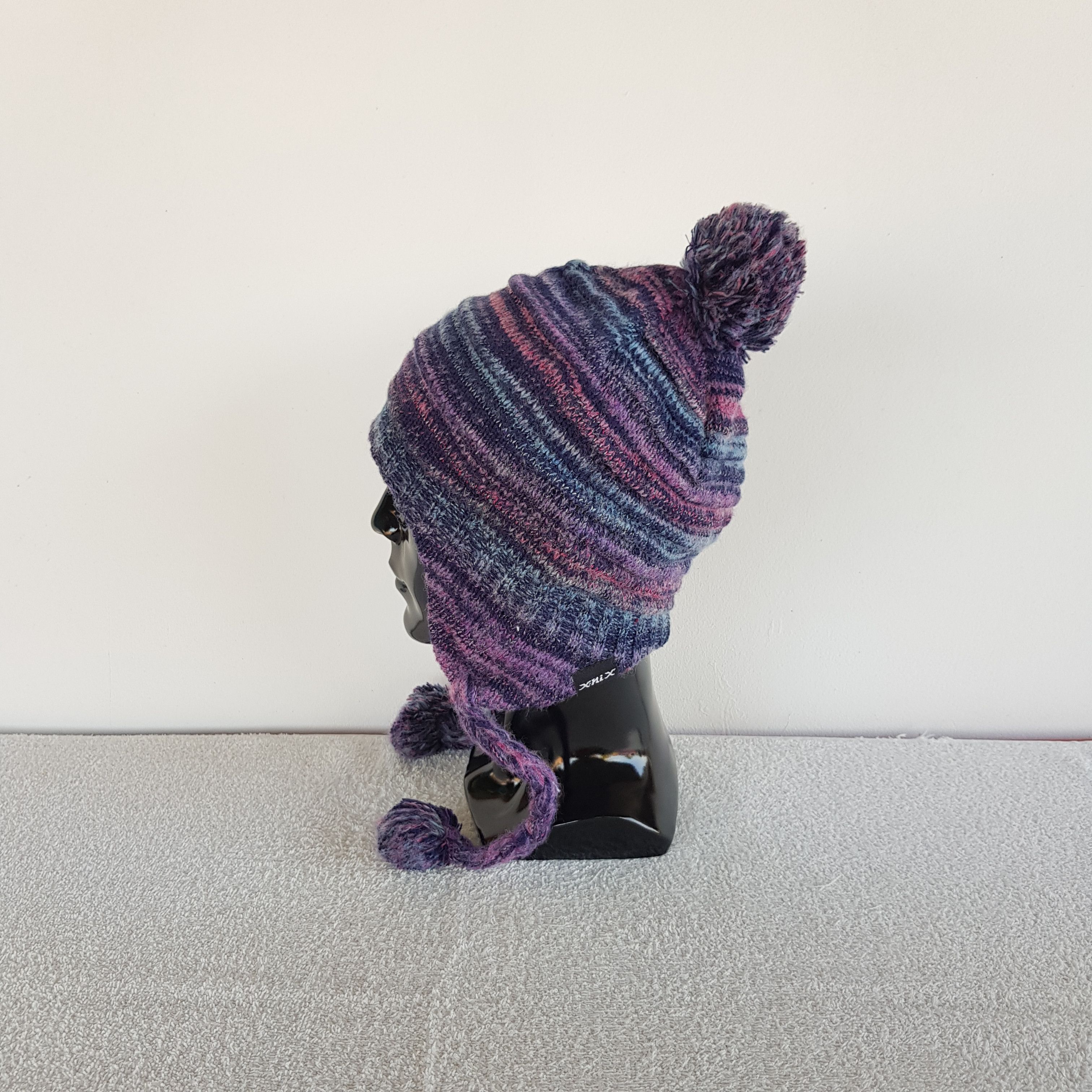 Japanese Brand Vintage Earflap Pom Pom Beanie Knitted Snow Caps Winter Hats Size ONE SIZE - 4 Thumbnail