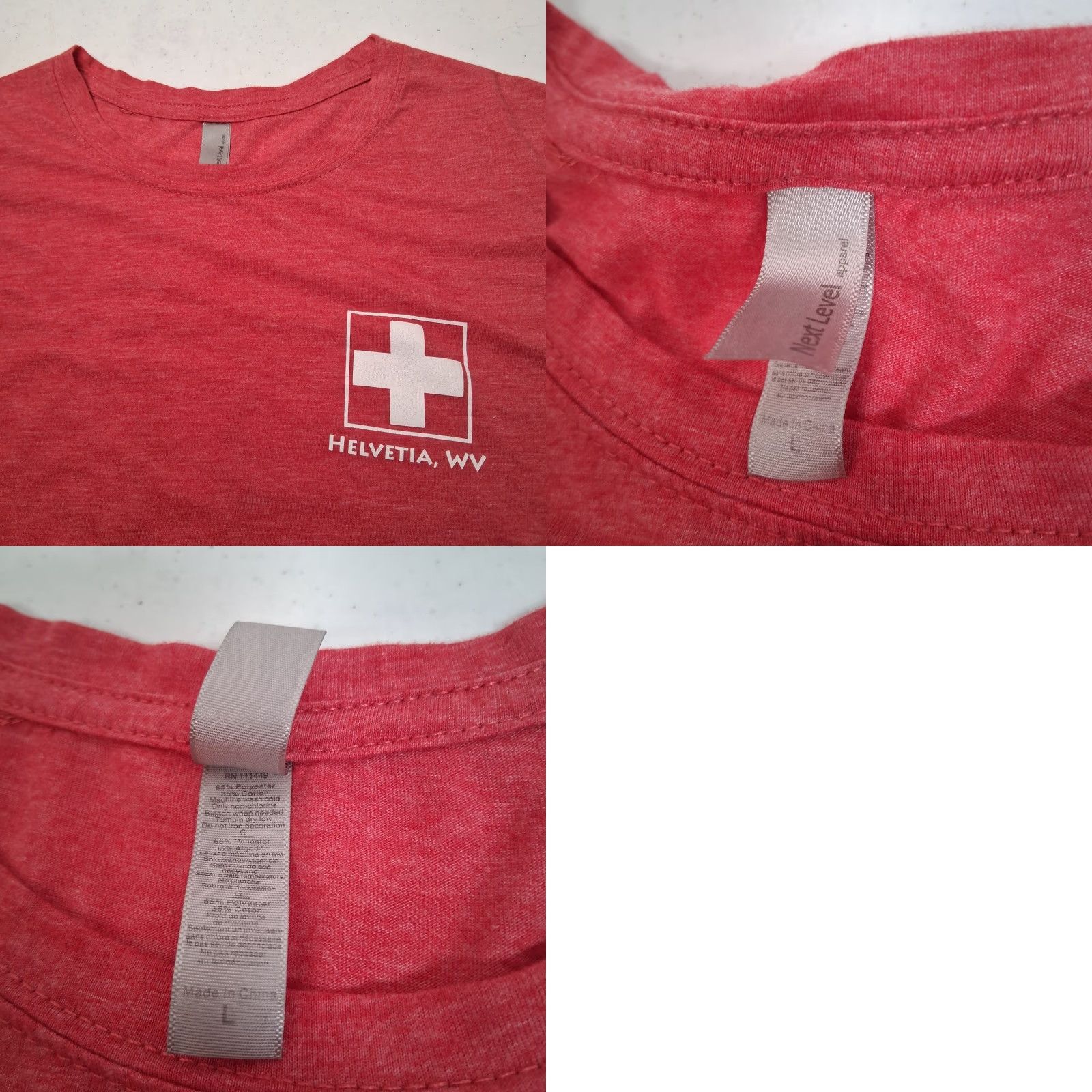 Next Level Next Level Woman T-Shirt Cropped Red Helvetia WV West Virginia Swiss Heritage Graphic Crew Neck Short Sleeve L Shirt Size L / US 10 / IT 46 - 8 Thumbnail