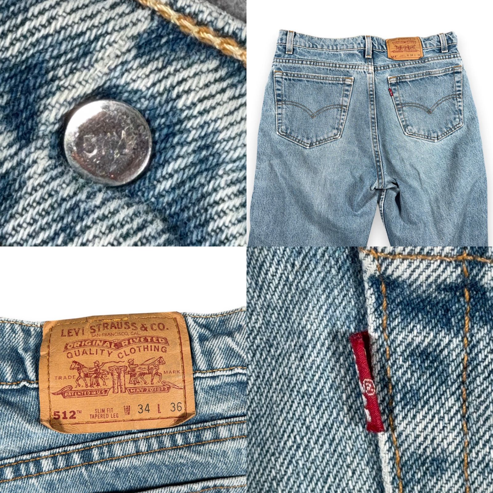 Levi's VINTAGE Levi's 512 Jeans Mens 34x36 Blue Light Wash Denim Slim Tapered USA 90s Mens Size US 34 / EU 50 - 8 Thumbnail