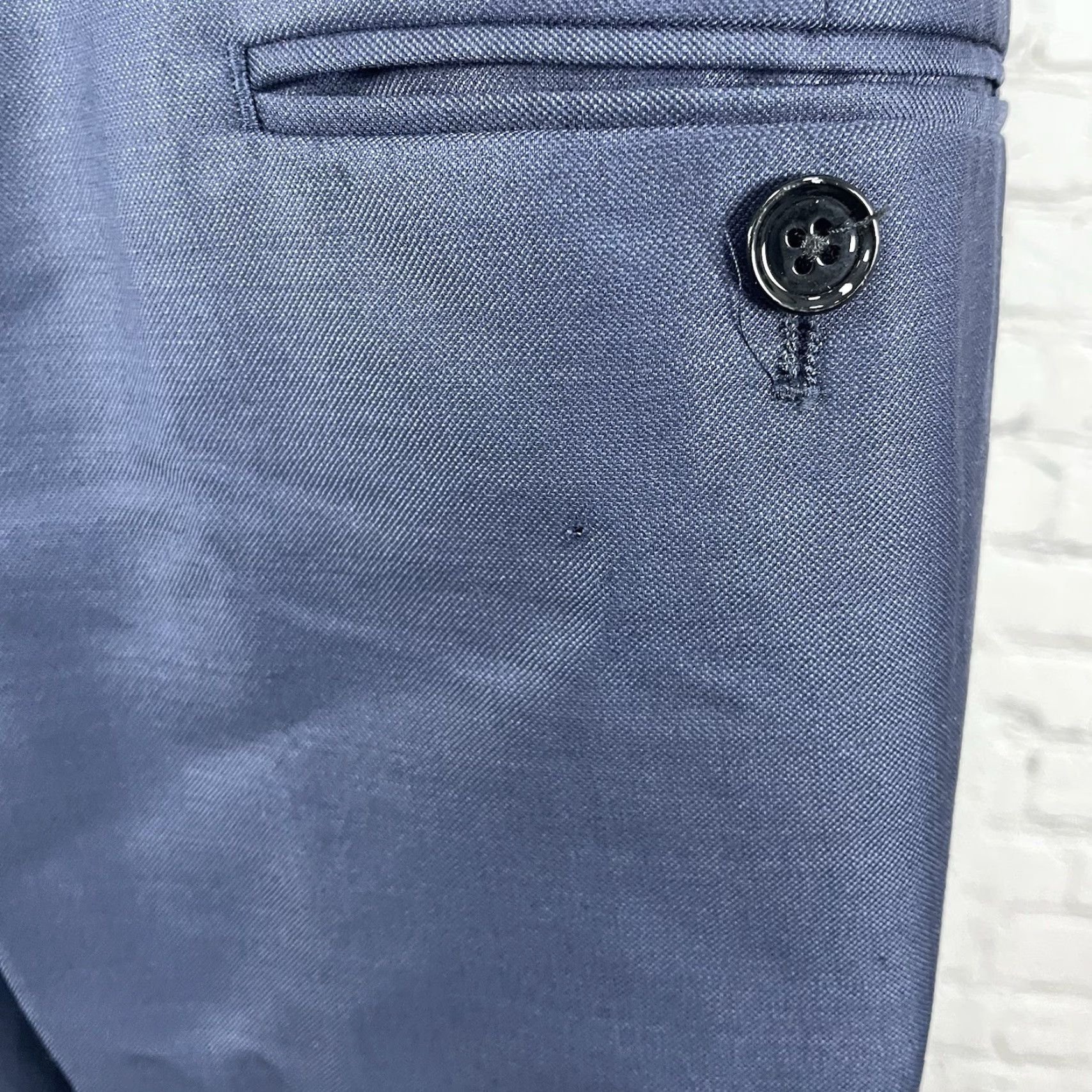 Express Express Blue Wool Blend Extra-Slim 2 Button Vented Blazer Pant Suit 40 Mens Regular Jacket Front Back Measurements 2 Piece Vintage No-Defects Size 40R - 7 Thumbnail