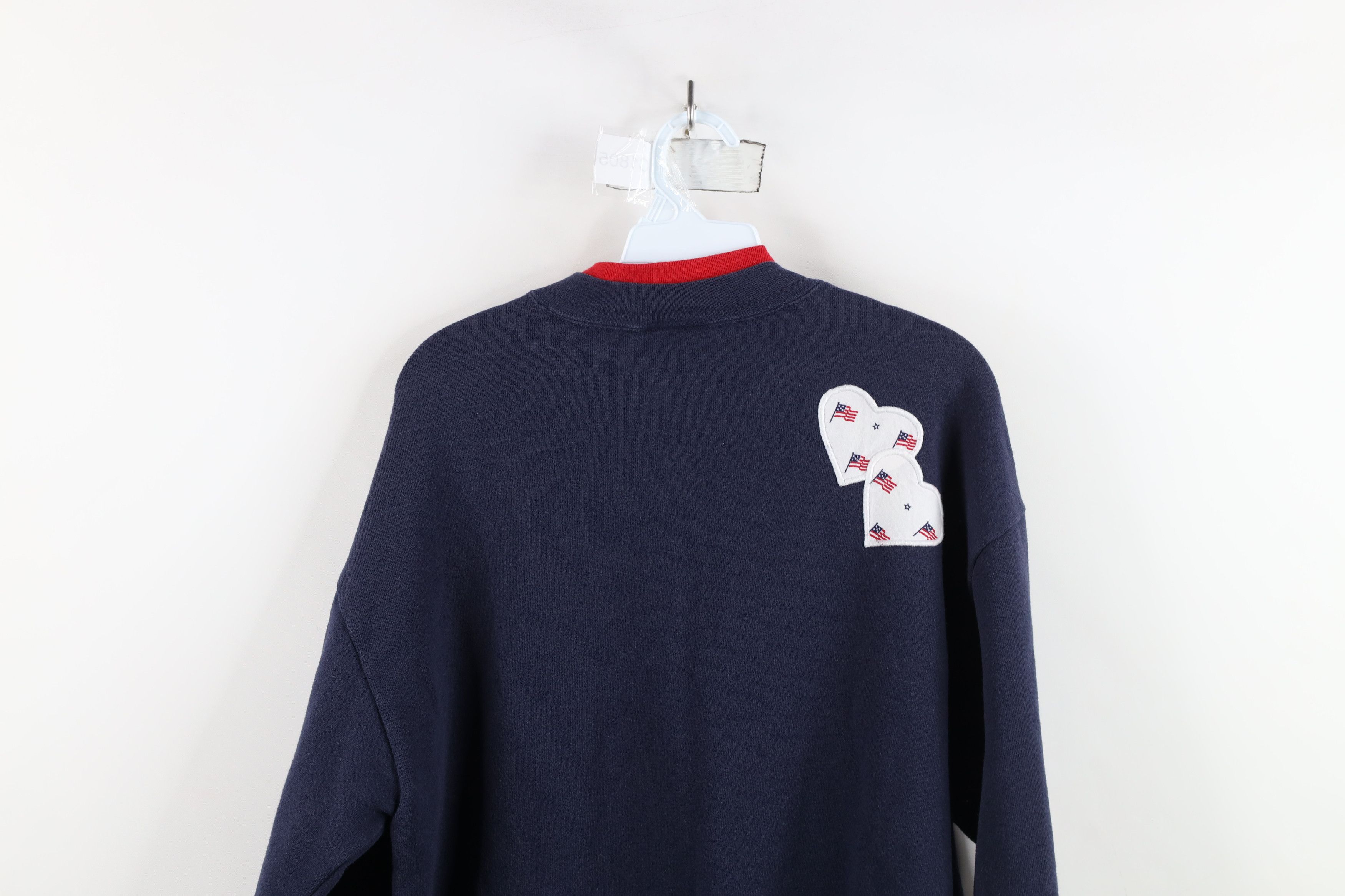 Vintage Vintage 90s Streetwear Patch Heart American Flag Sweatshirt Size M / US 6-8 / IT 42-44 - 14 Thumbnail