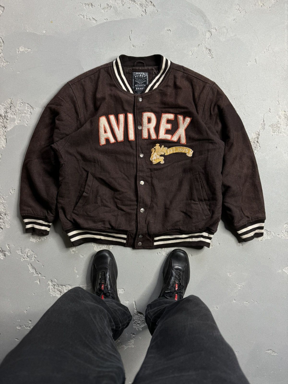 Avirex × Designer AVIREX - VARSITY WOOL BIG LOGO BOMBER JACKET VINTAGE Size US XL / EU 56 / 4 - 1 Thumbnail