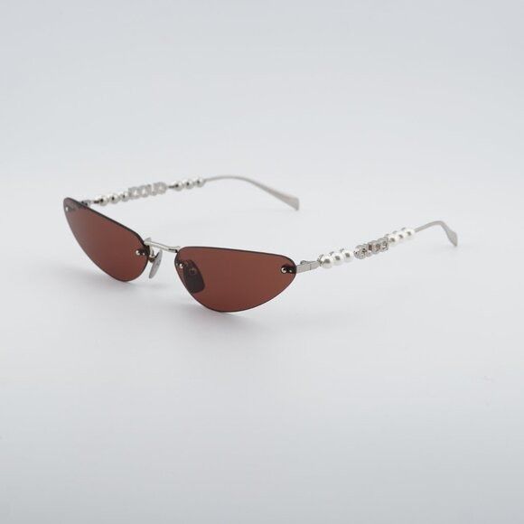 Gucci GG1920S 002 Sunglasses Shiny Silver with Pearl Cat Eye