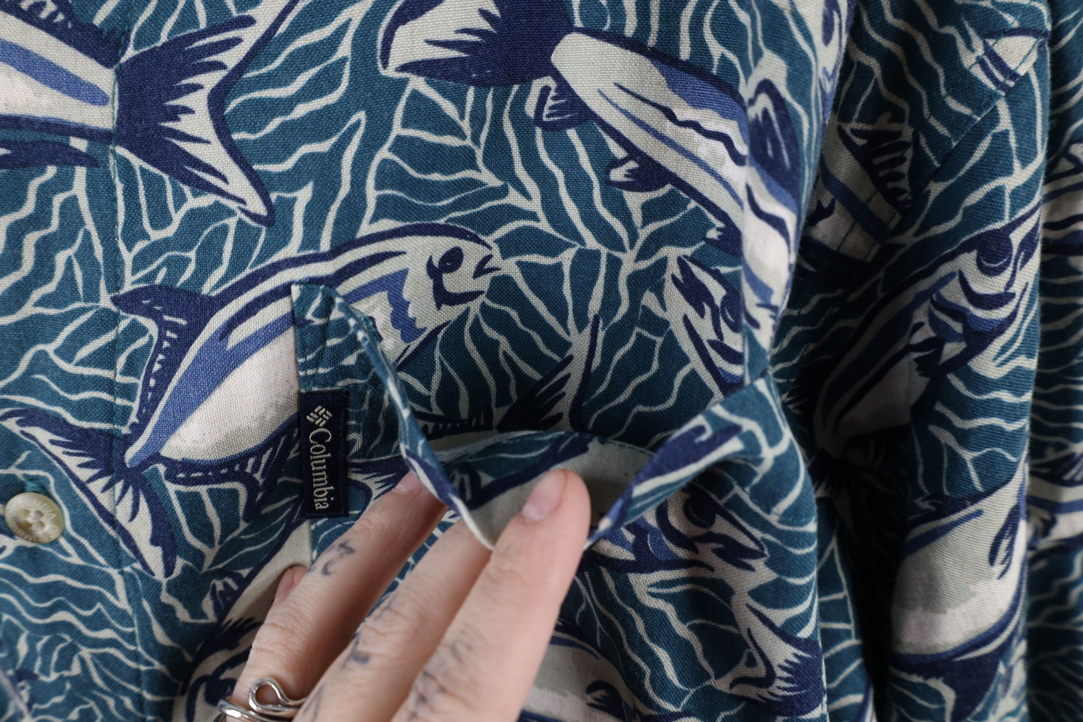 Columbia × Vintage Deadstock Vintage 90s Columbia Print Flax Linen Button Shirt Size US XL / EU 56 / 4 - 6 Thumbnail