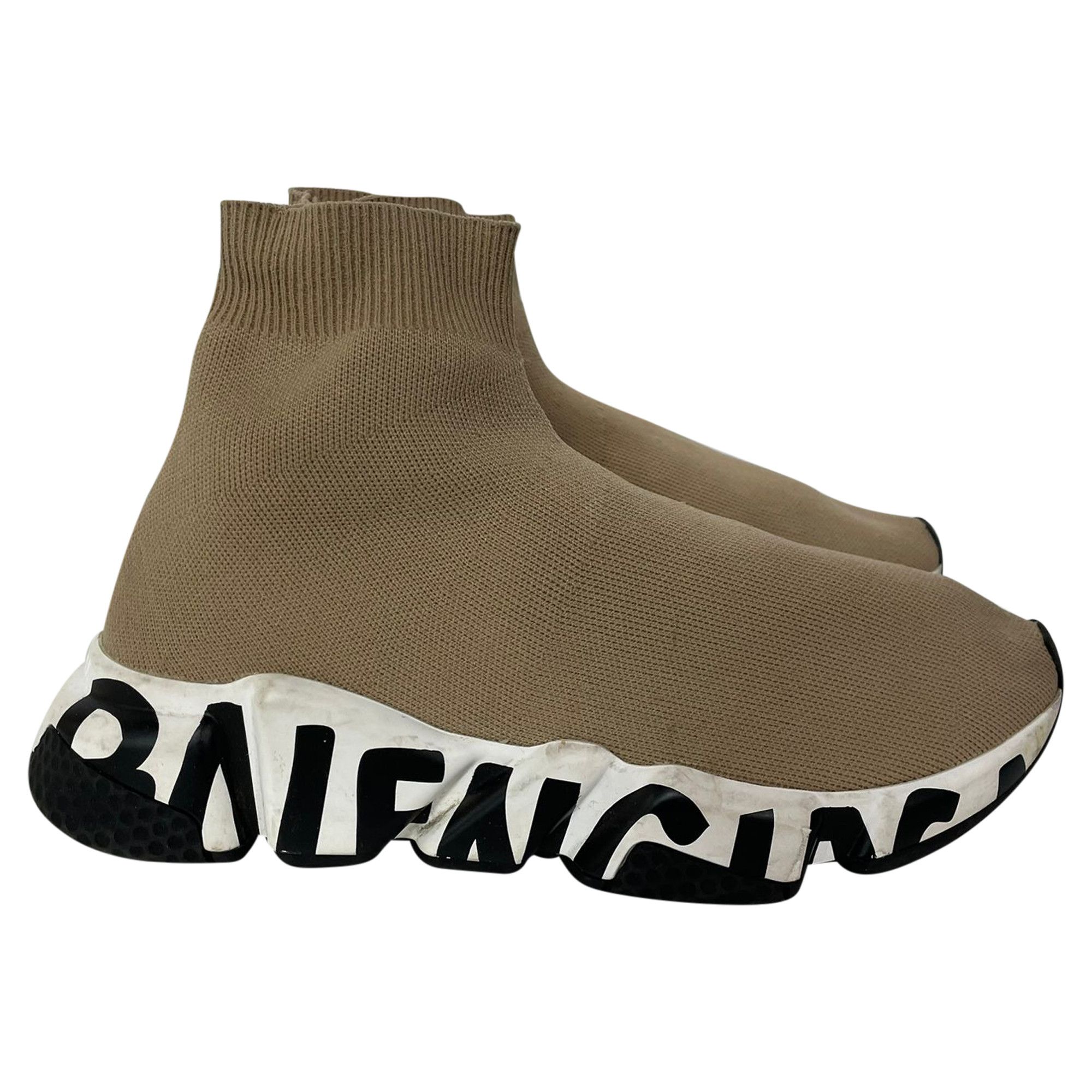 Balenciaga Balenciaga Speed Sneakers with Sole Logo in Beige Polyester Size US 6 / IT 36 - 1 Thumbnail