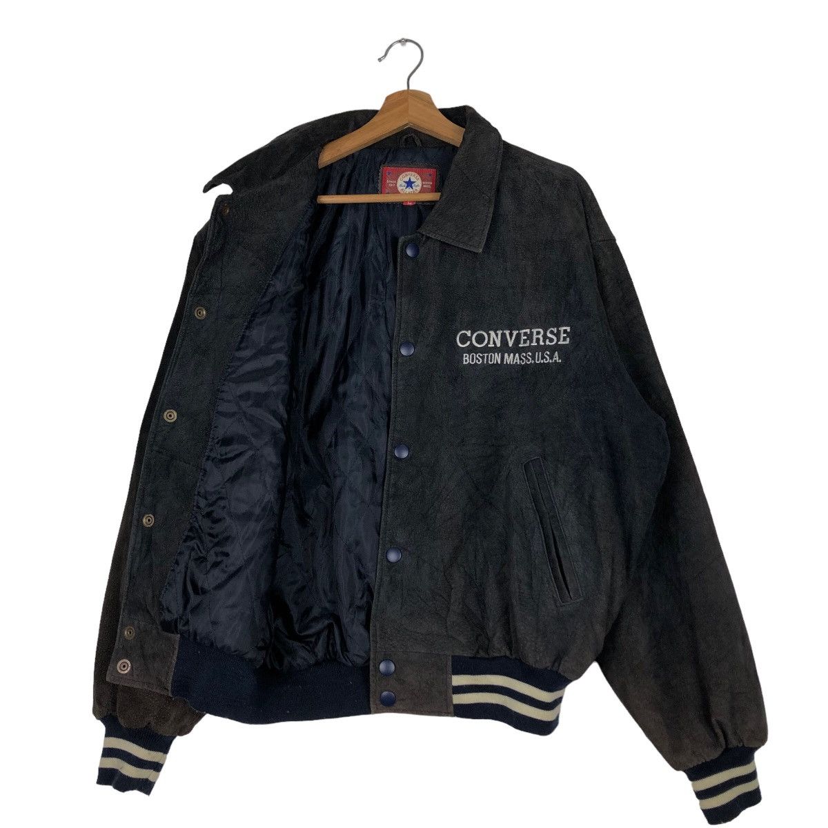Japanese Brand Vintage Bomber Jacket Leather Converse Boston Mass All Star Size US L / EU 52-54 / 3 - 8 Thumbnail