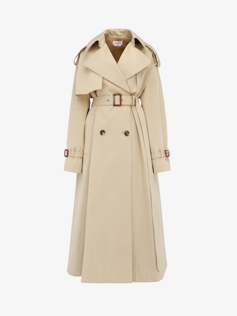 Alexander McQueen o1srvl11e0226 Military Trench Coat In Pale Beige Size L / US 10 / IT 46 - 1 Thumbnail