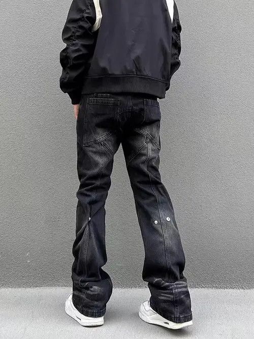 VIBE Street washed distressed patchwork micro-flare jeans Size US 32 / EU 48 - 6 Thumbnail