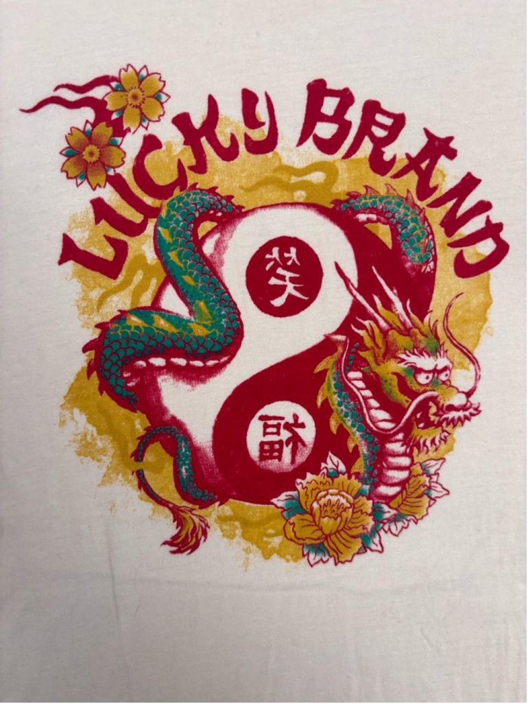 Lucky Brand Women's Lucky Brand T-shirt Size M White Dragon Graphic Size L / US 10 / IT 46 - 1 Thumbnail