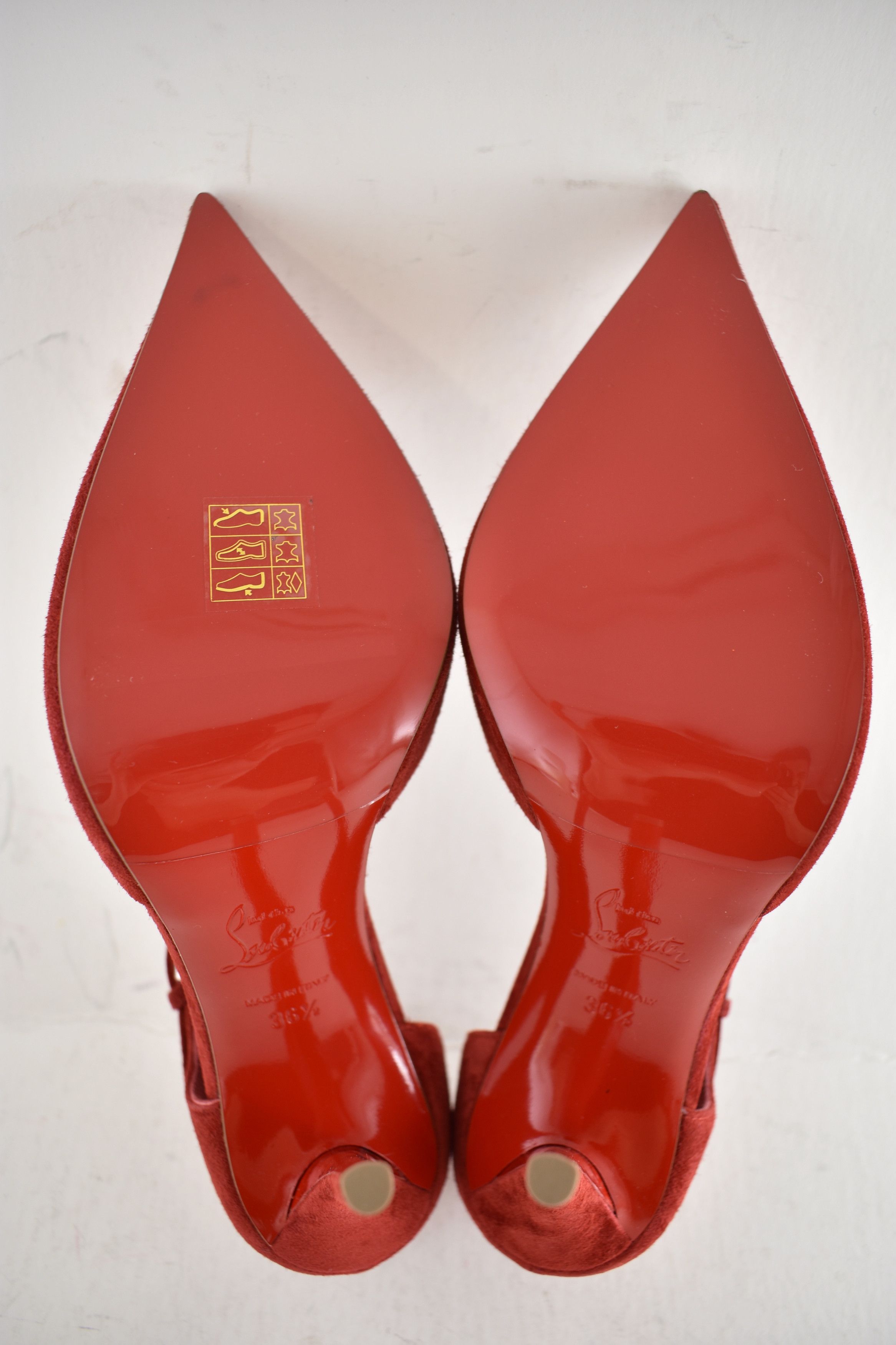 Christian Louboutin Miss Ziggyta 100 Fever Red Suede Cross Strap Heel Pump 36.5 Size US 6.5 / IT 36.5 - 16 Thumbnail