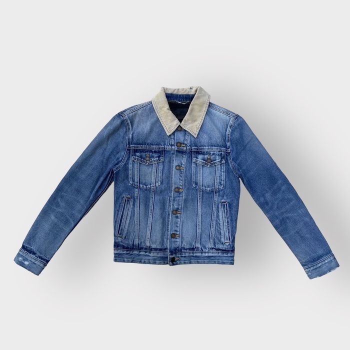 Saint laurent corduroy hot sale collar denim jacket