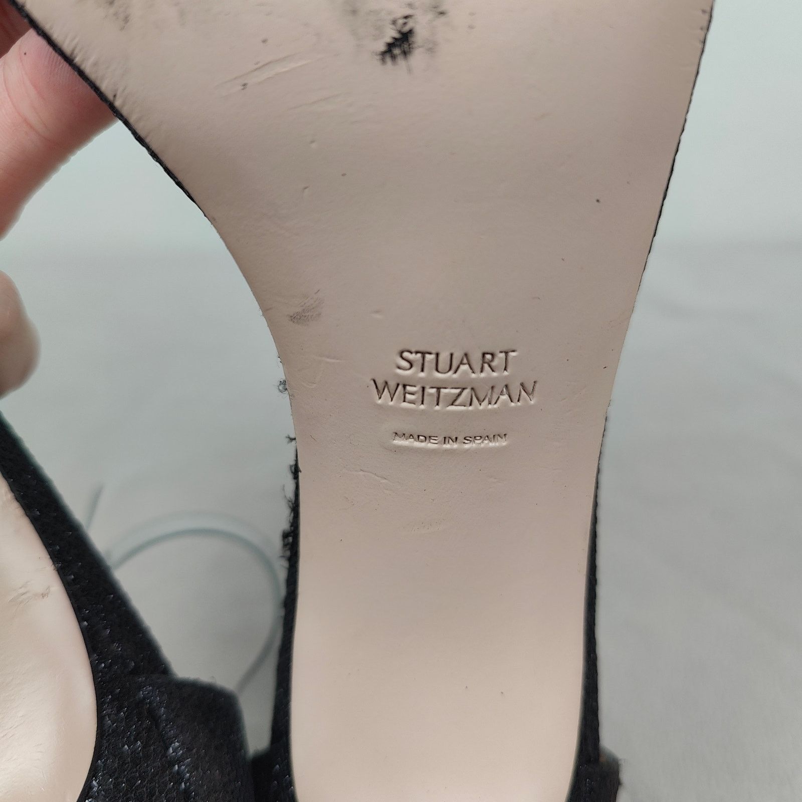 Stuart Weitzman Stuart Weitzman The Ruby Nudist Heels Womens 8 Black Glitter Size US 8 / IT 38 - 8 Thumbnail