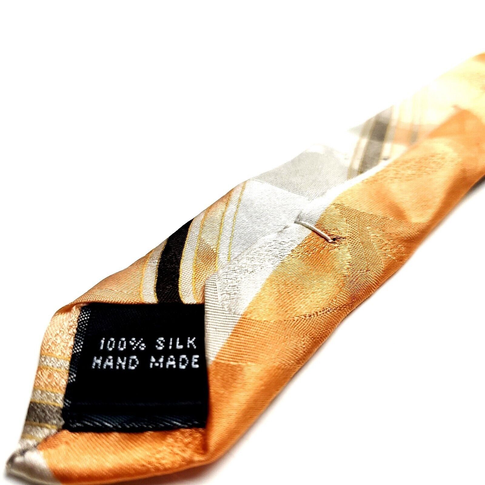 Stacy Adams Stacy Adams Silk Tie Abstract Orange Cream Print Long Wide Size ONE SIZE - 5 Thumbnail