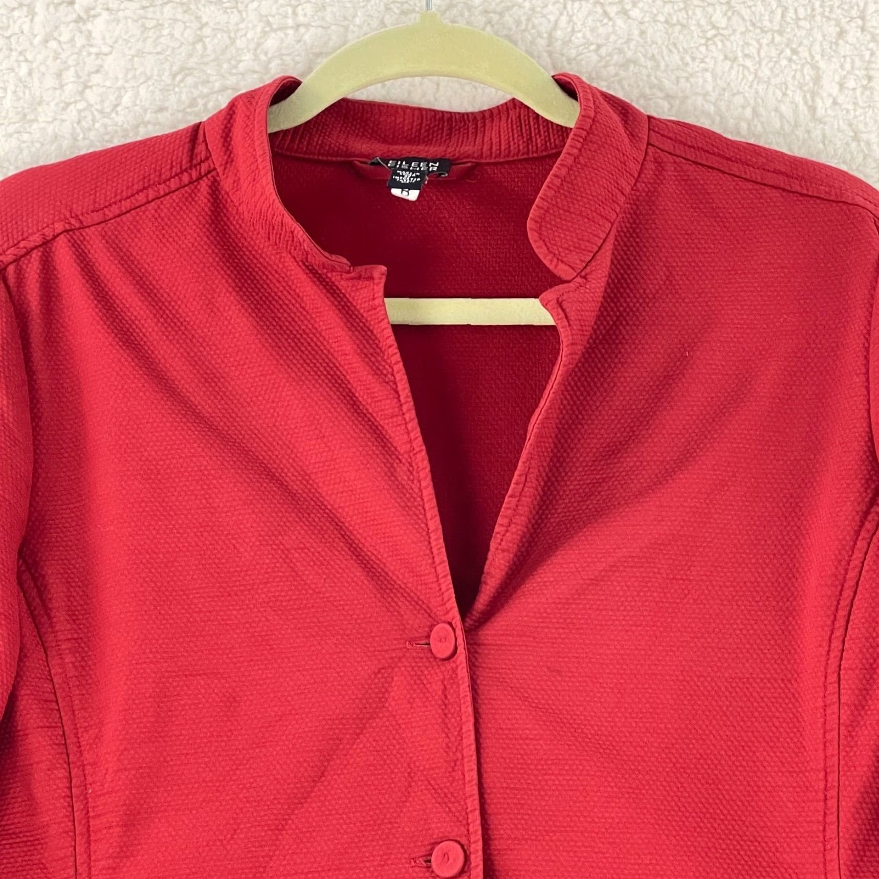 Eileen Fisher Eileen Fisher Red Button Front Jacket Womens Long Sleeve Cotton Regular Size M Size M / US 6-8 / IT 42-44 - 4 Thumbnail