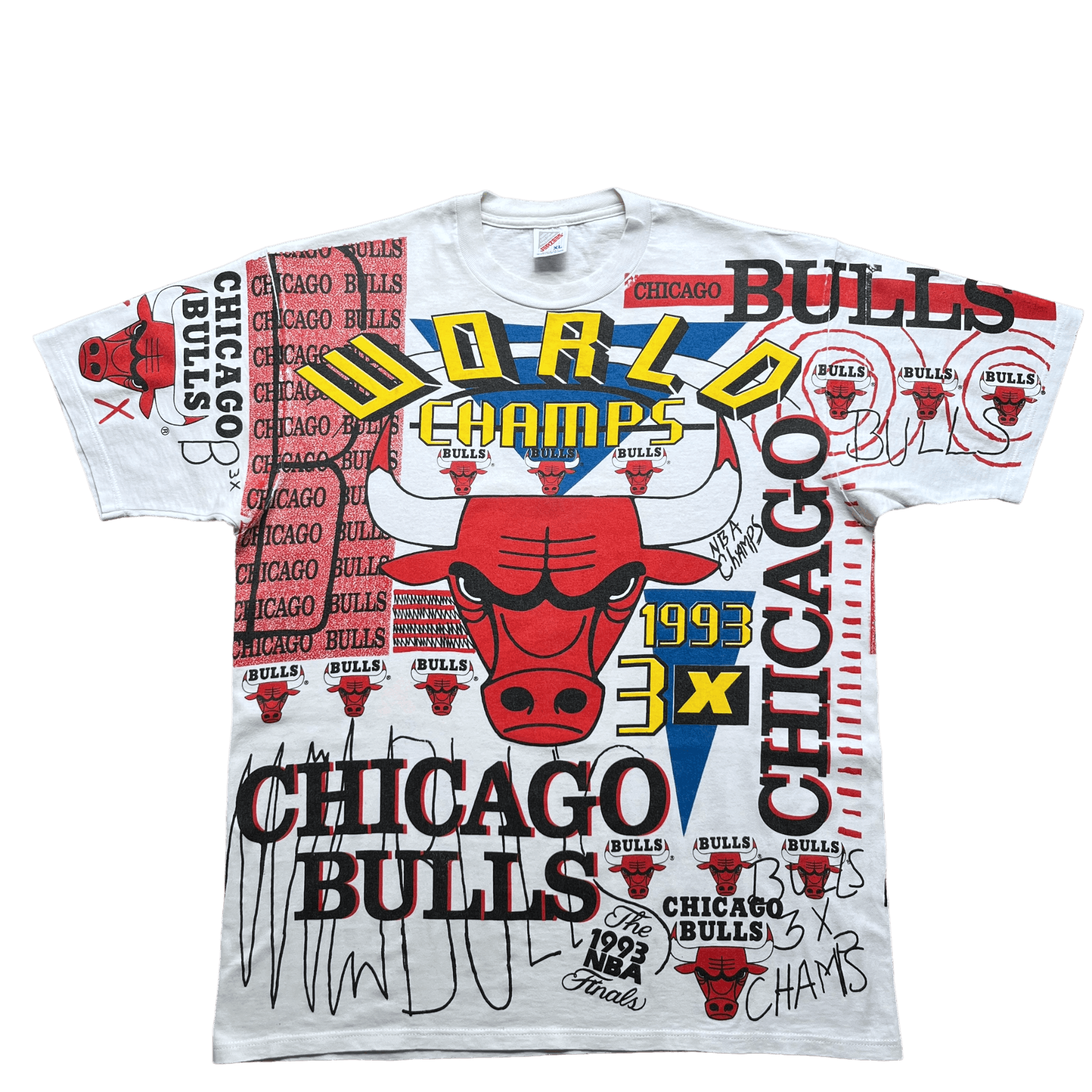 Vintage VINTAGE 1993 CHICAGO BULLS "3-PEAT" - XL Size US XL / EU 56 / 4 - 1 Thumbnail
