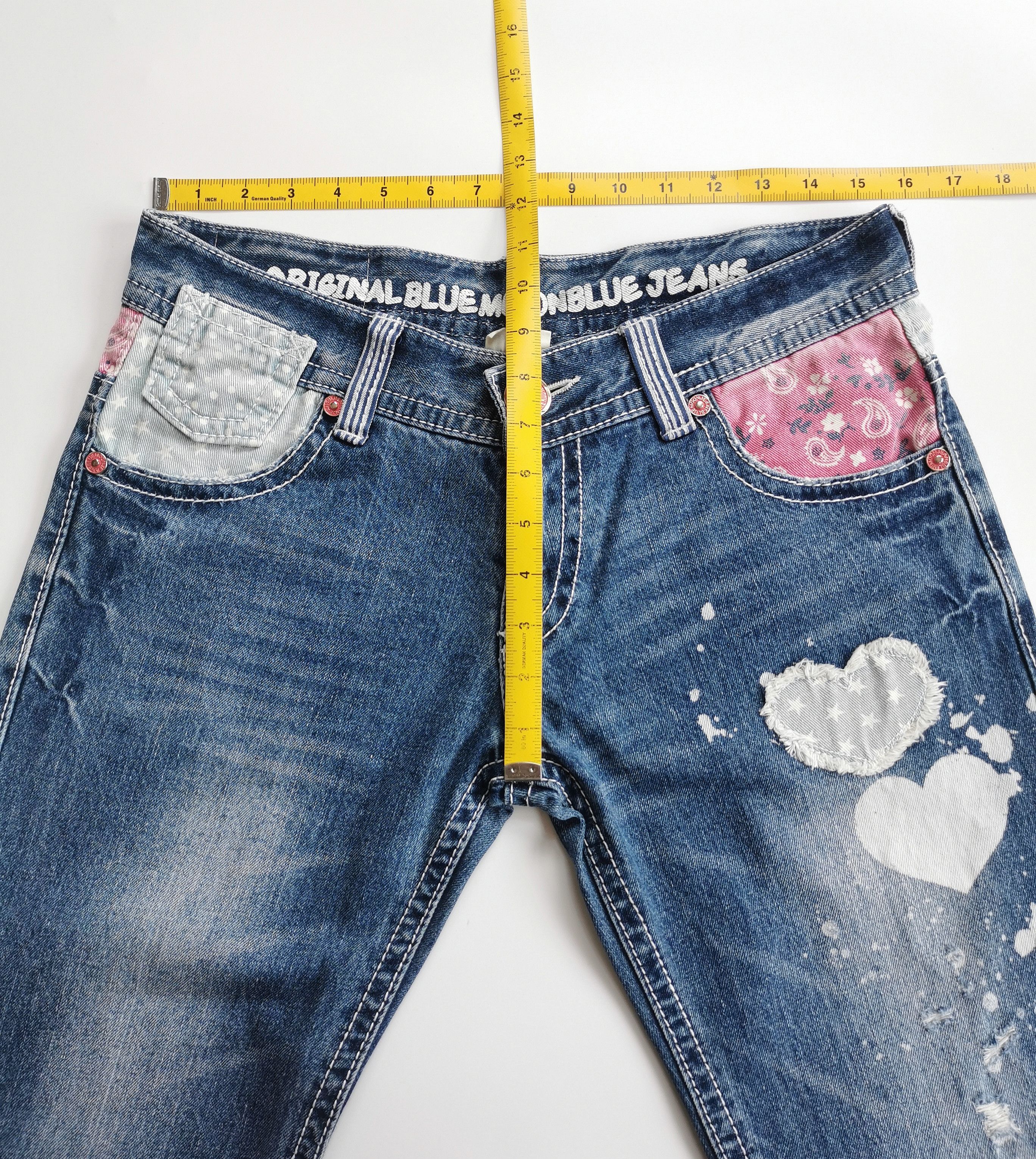 Kapital Blue Moon Blue Smiley Paisley Painted Jeans Size US 31 - 9 Thumbnail